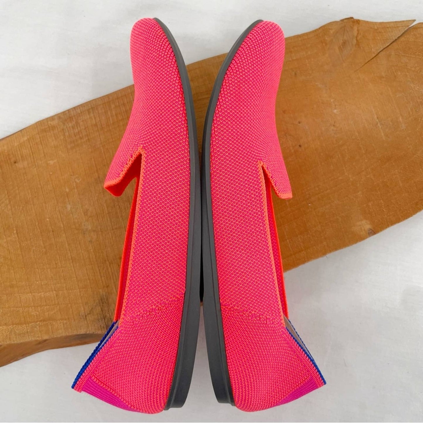 Rothy’s The Loafer Flamingo Hot Pink Neon Orange Smoking Flats Slip On Shoes Size 8