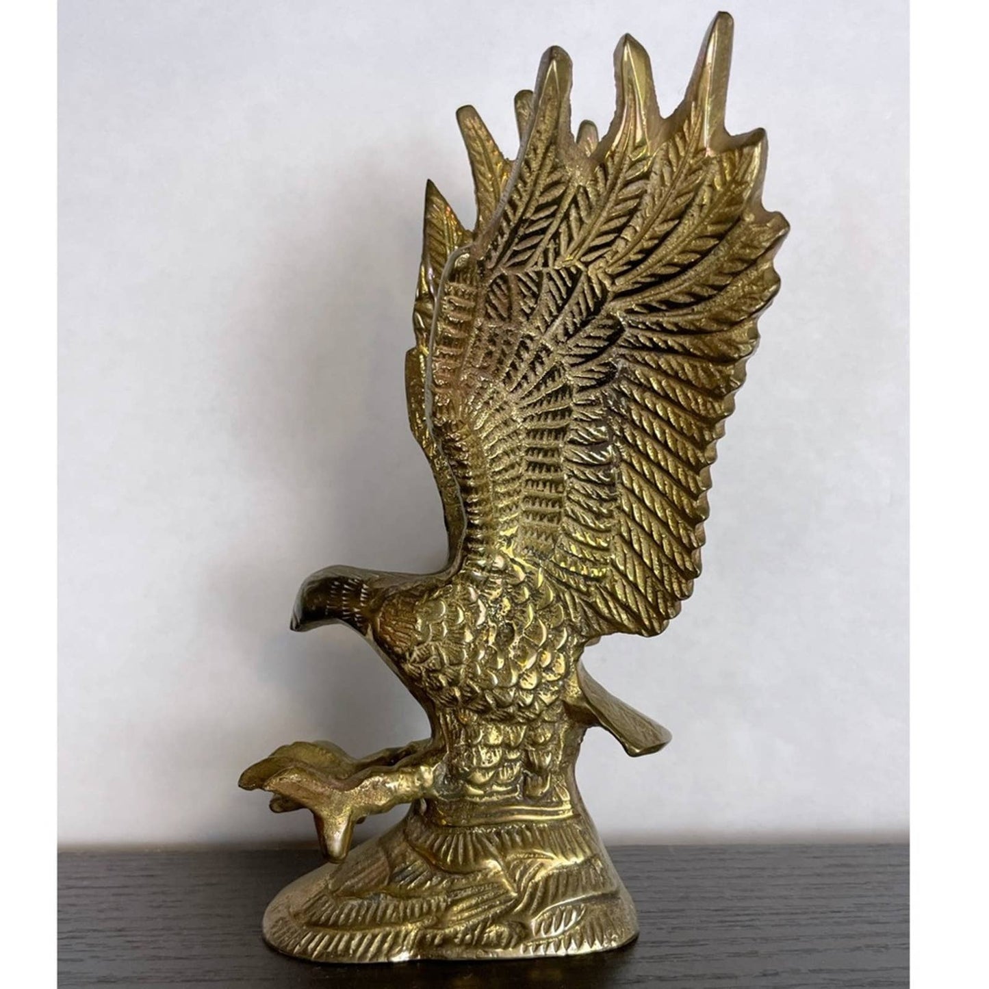 Vintage Brass Eagle Figurine Flying Soaring Bald Golden