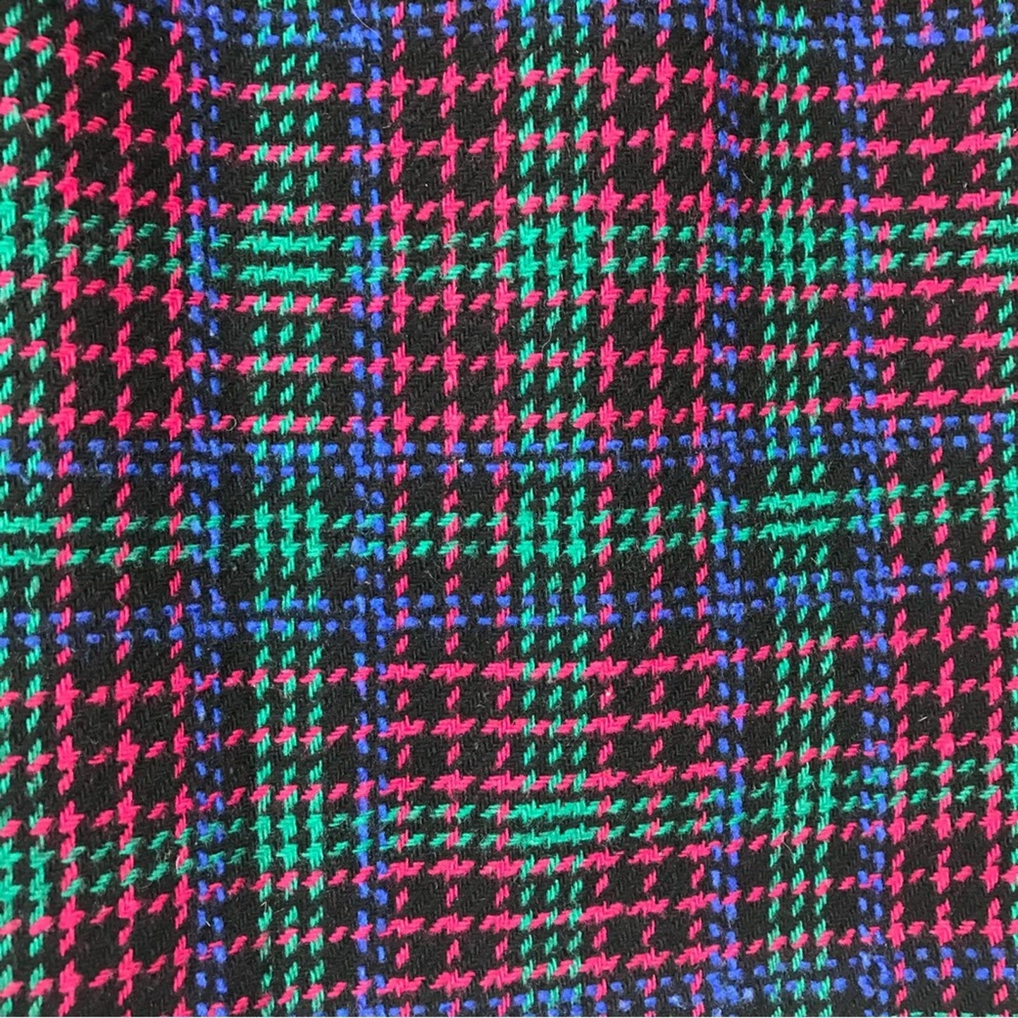 Vintage Joan Leslie Tweed Skirt Wool Blend Pink Green Blue Plaid Retro Skirt Size 6P