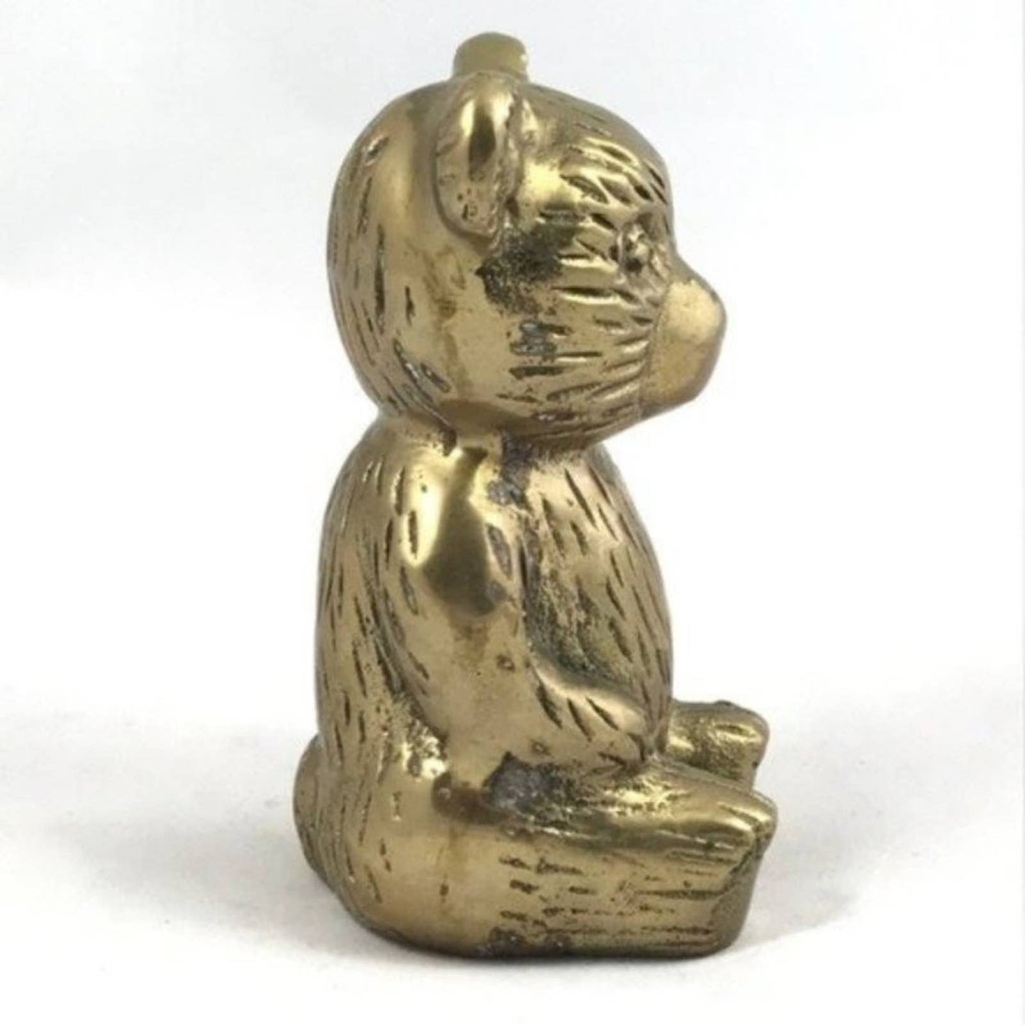Vintage Brass Bear Sitting Teddy Mid-Century MidMod Traditional Style Home Decor