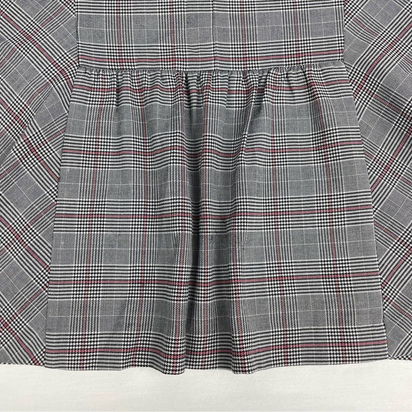 NY&Co 7th Ave Design Studio Gray Houndstooth Plaid Midi Ruffle Pencil Skirt Size 12
