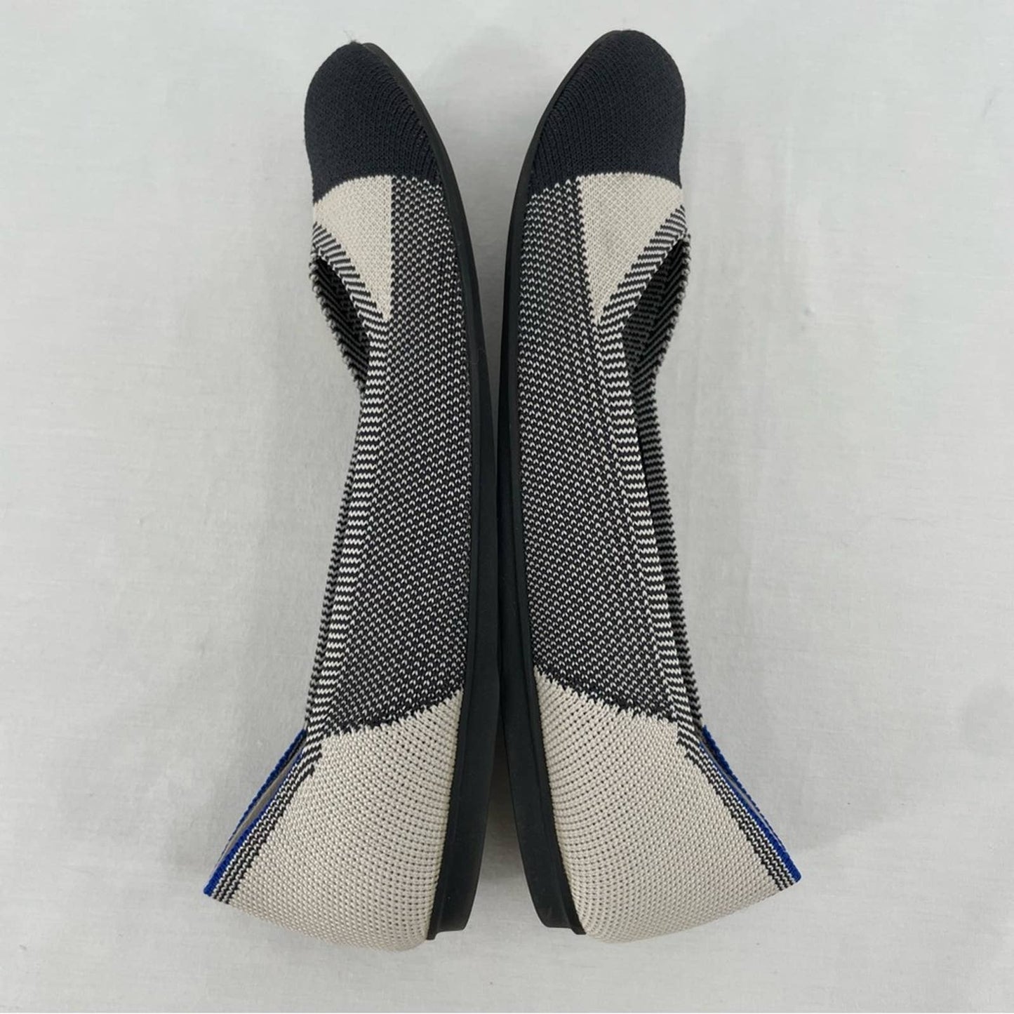 Rothy’s The Flat Captoe Black White Round Toe Shoes Balletcore Neutral Flats Size 8.5