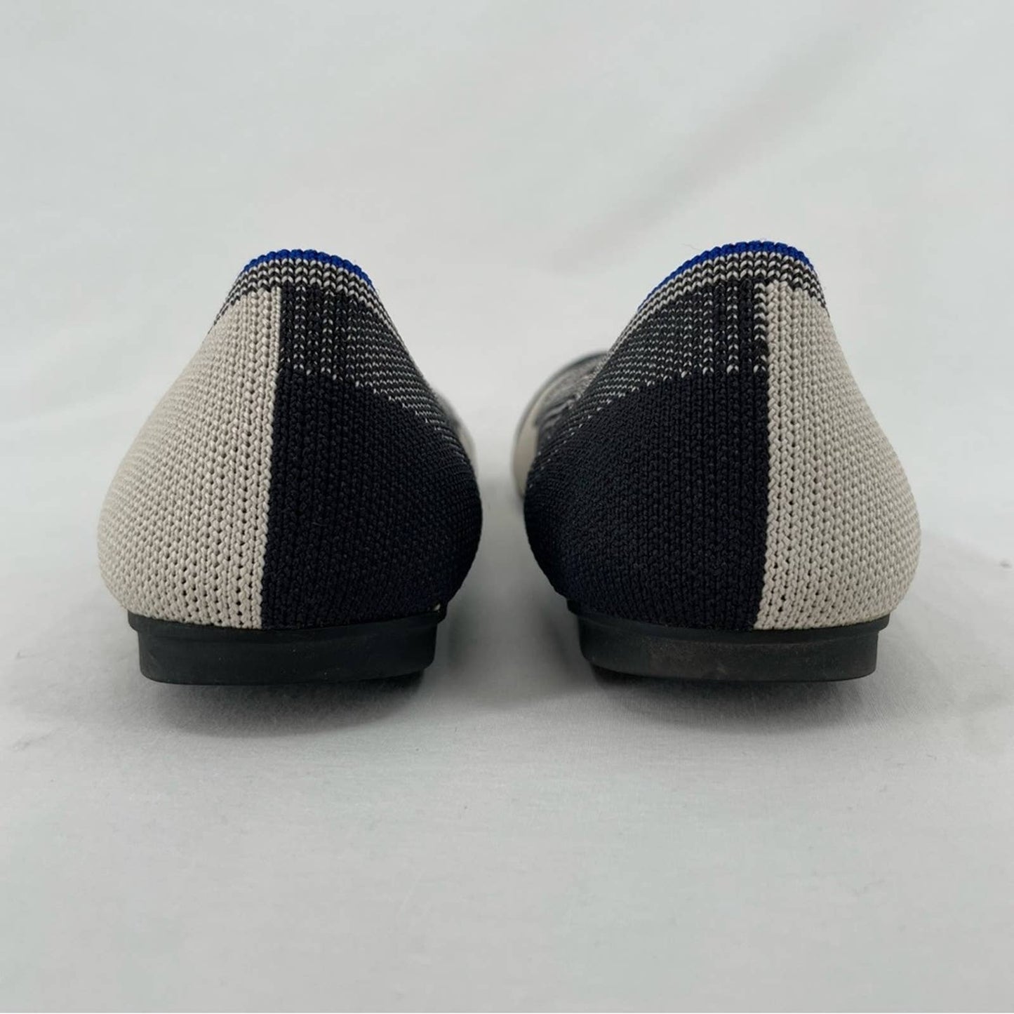 Rothy’s The Flat Captoe Black White Round Toe Shoes Balletcore Neutral Flats Size 8.5