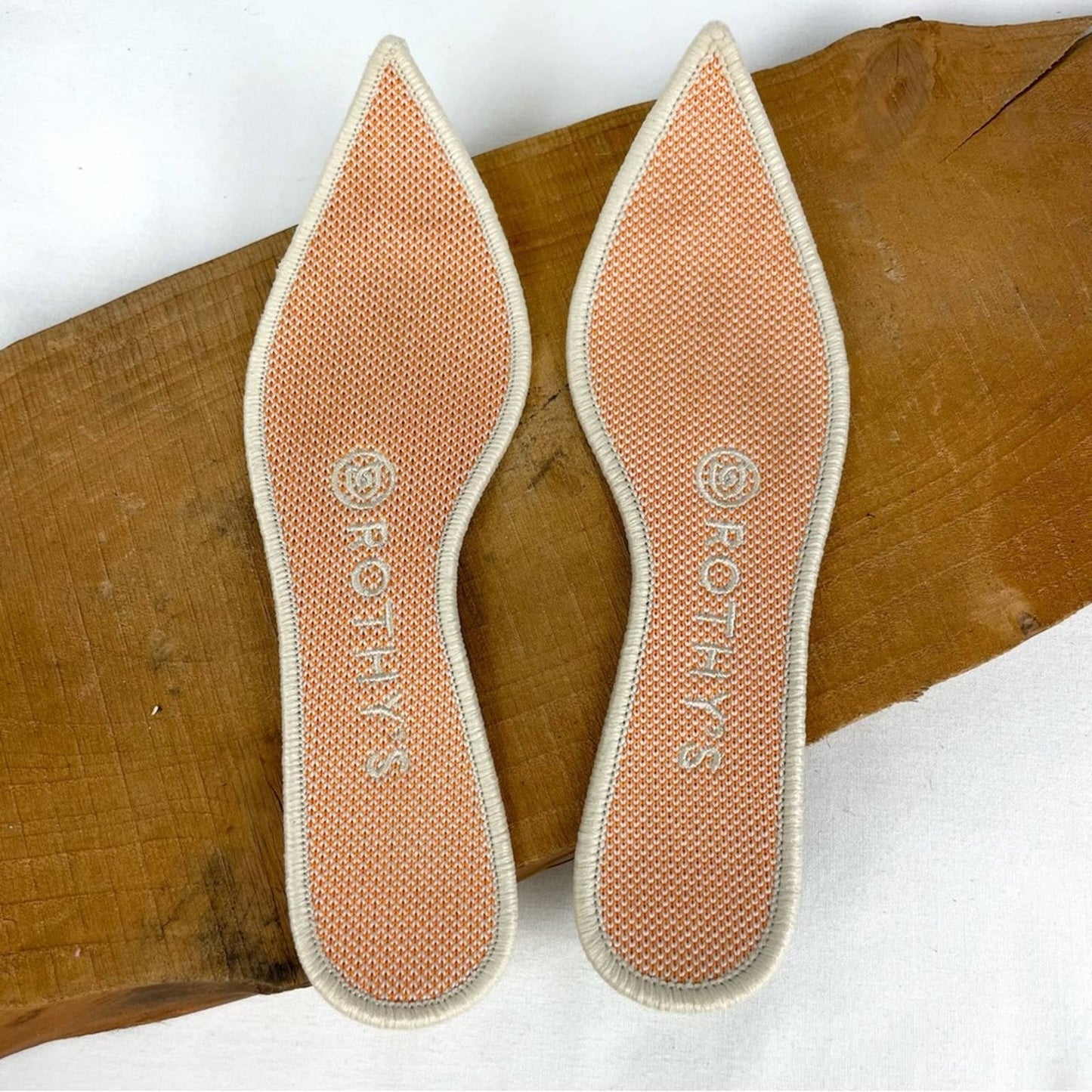 Rothy’s The Point Sherbet Orange White Striped Flats Bright Casual Summer Shoes Size 5