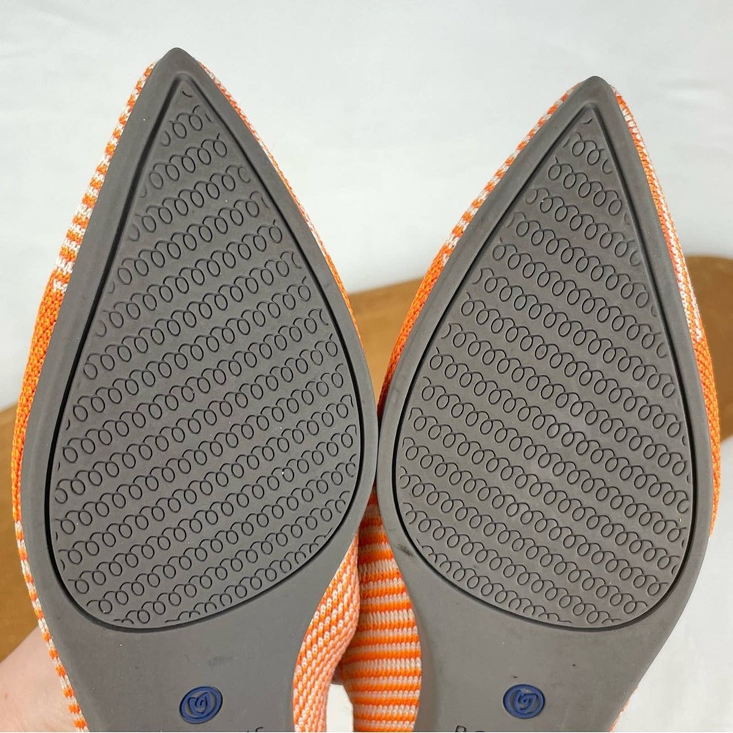 Rothy’s The Point Sherbet Orange White Striped Flats Bright Casual Summer Shoes Size 5