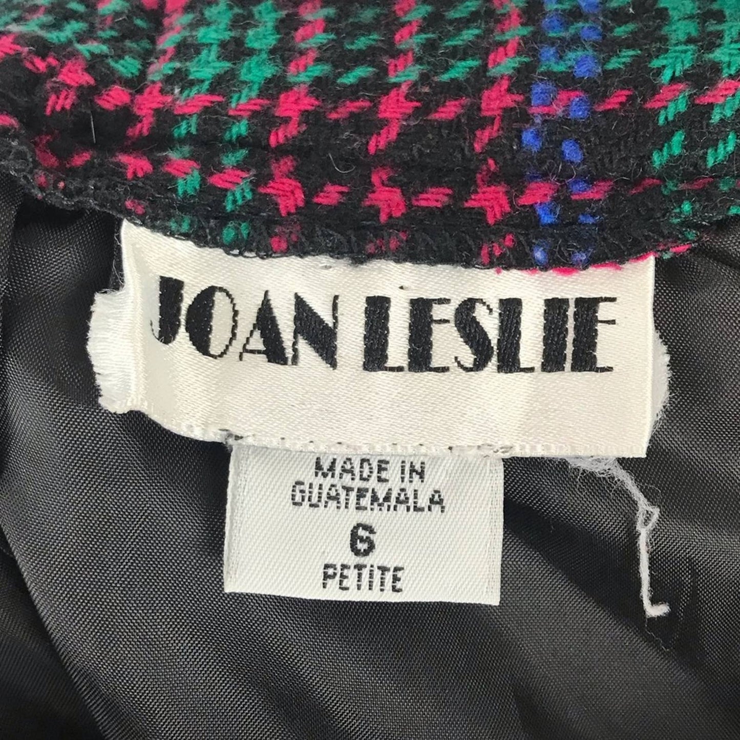 Vintage Joan Leslie Tweed Skirt Wool Blend Pink Green Blue Plaid Retro Skirt Size 6P
