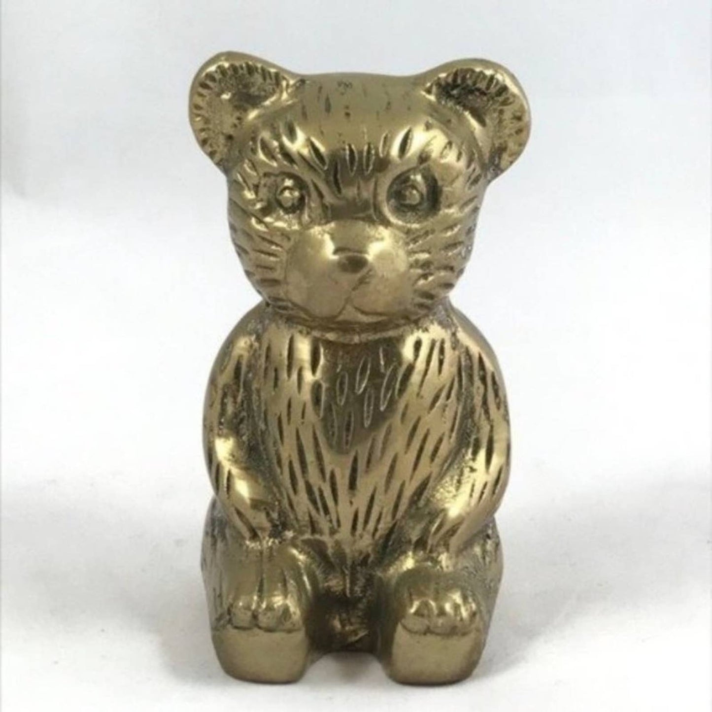 Vintage Brass Bear Sitting Teddy Mid-Century MidMod Traditional Style Home Decor