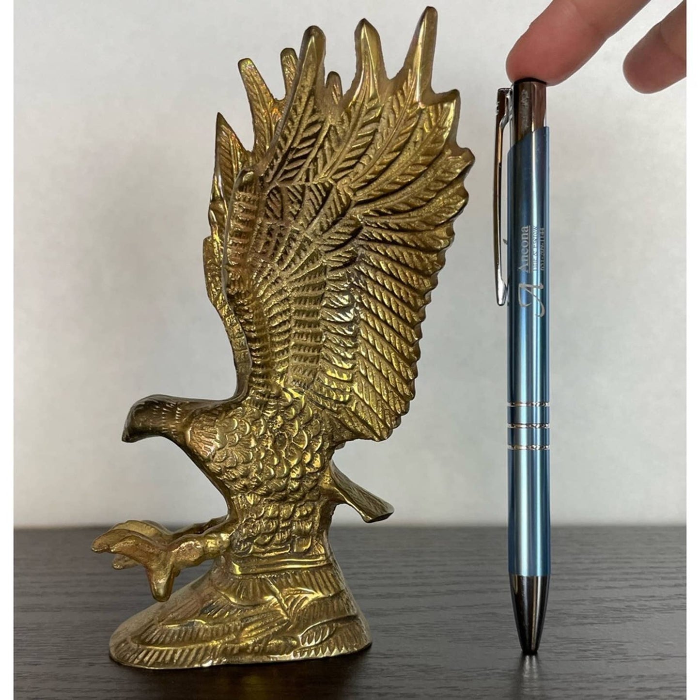 Vintage Brass Eagle Figurine Flying Soaring Bald Golden
