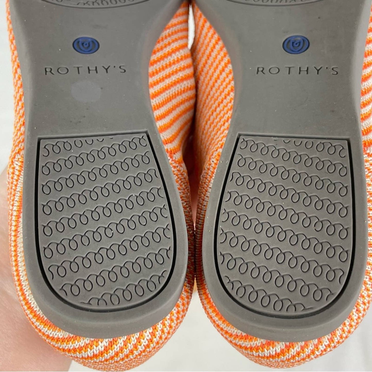 Rothy’s The Point Sherbet Orange White Striped Flats Bright Casual Summer Shoes Size 5