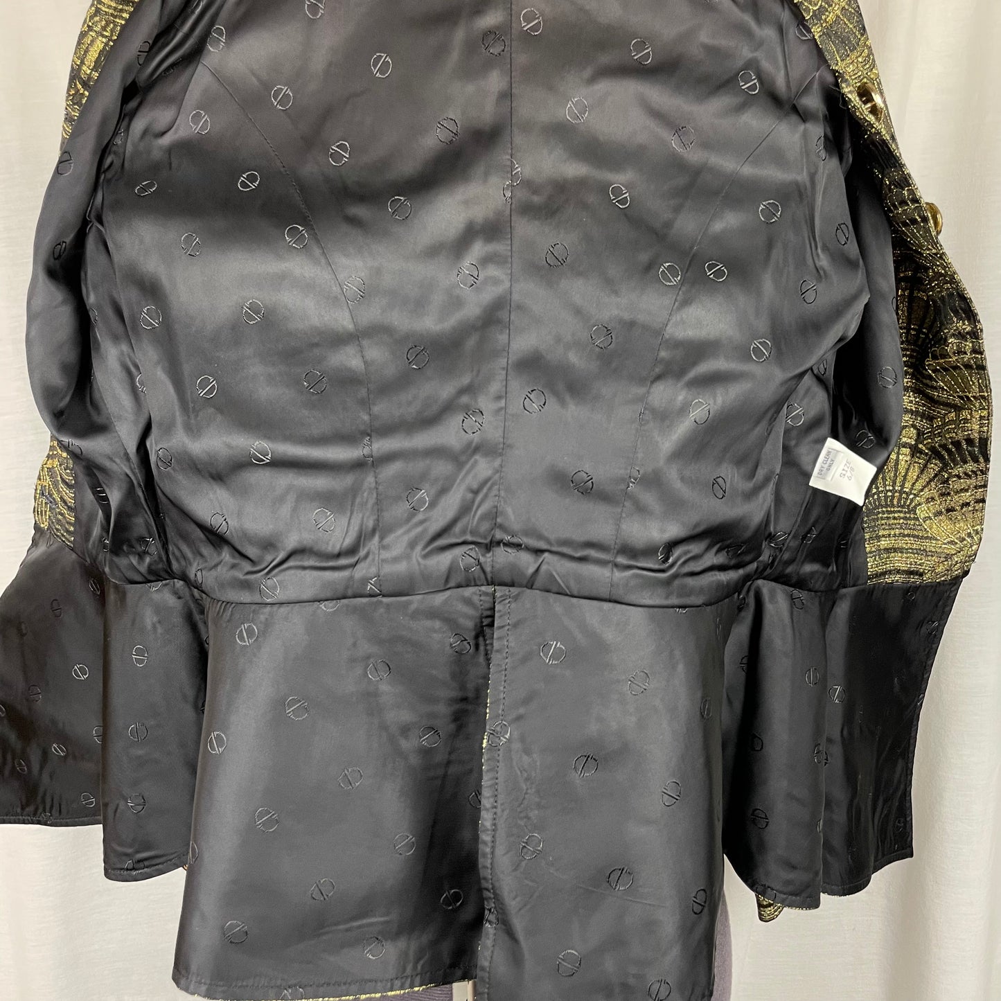 Vintage Zaiko Muraoka Metallic Gold Shiny Structured Fitted Blazer Dinner Jacket Size 6/8