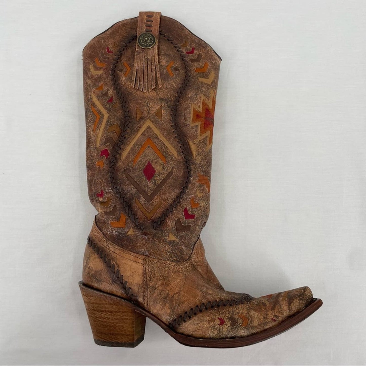 Corral Cowboy Boots Cowgirl Western Southwest Style Embroidered Leather C2872 Size 8