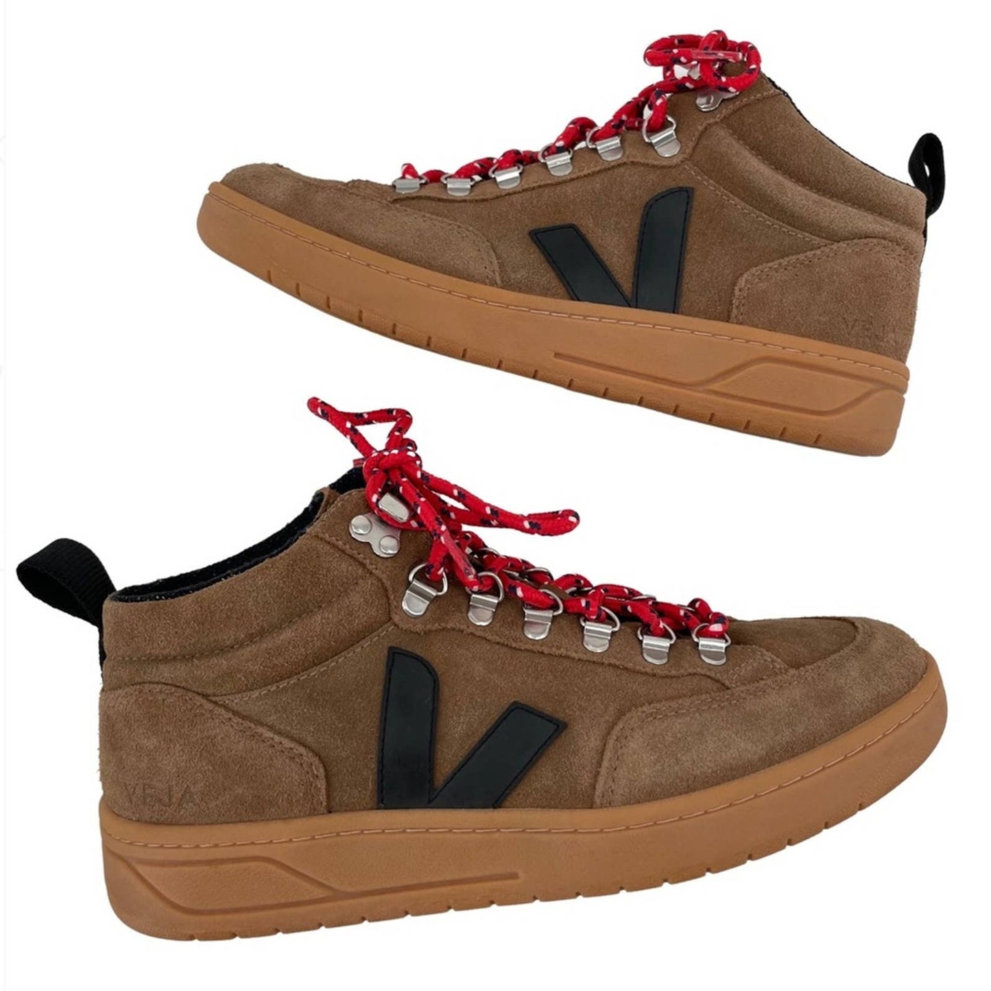 Veja Roraima Brown Black Gum Suede Leather Flannel Lined Lace Up Boot Sneakers Size 9