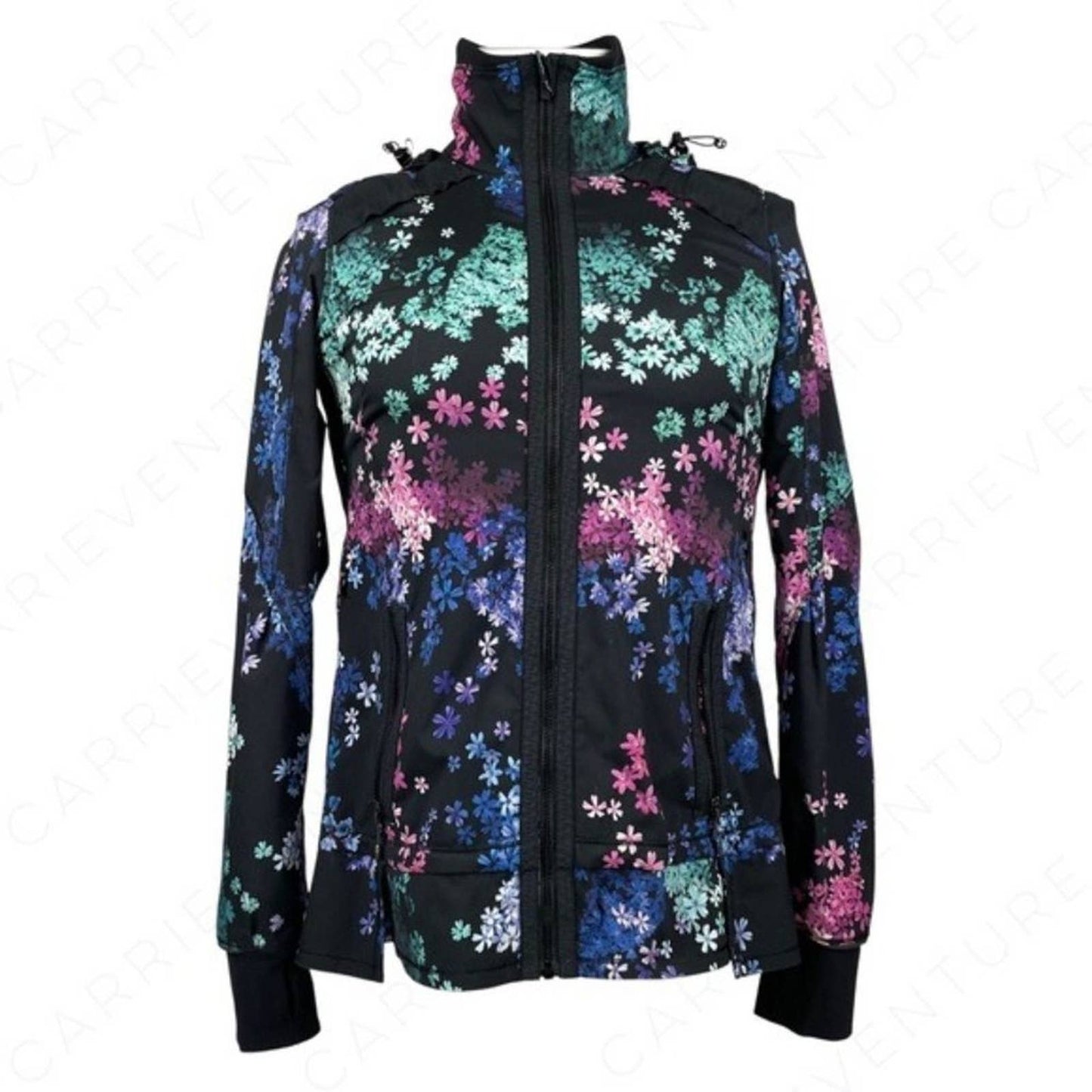 Lululemon Run Bandit Jacket Petal Pop Multi Black Running Athletic Activewear Size 4