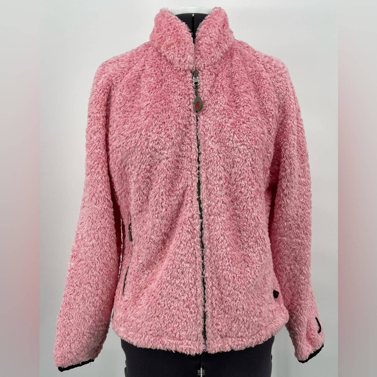 Hot Chillys Pink Shaggy Fuzzy Sherpa Fleece Jacket Shooter Series Zip In Layer Size M