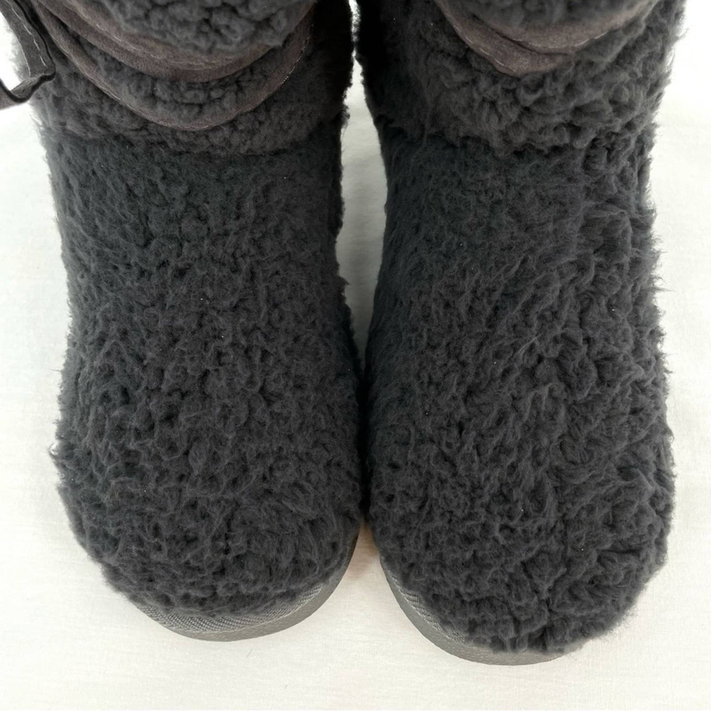 NWT Lukees by Muk Luks Clementine Fuzzy Cozy Slipper Booties Dark Gray Grey Size 8