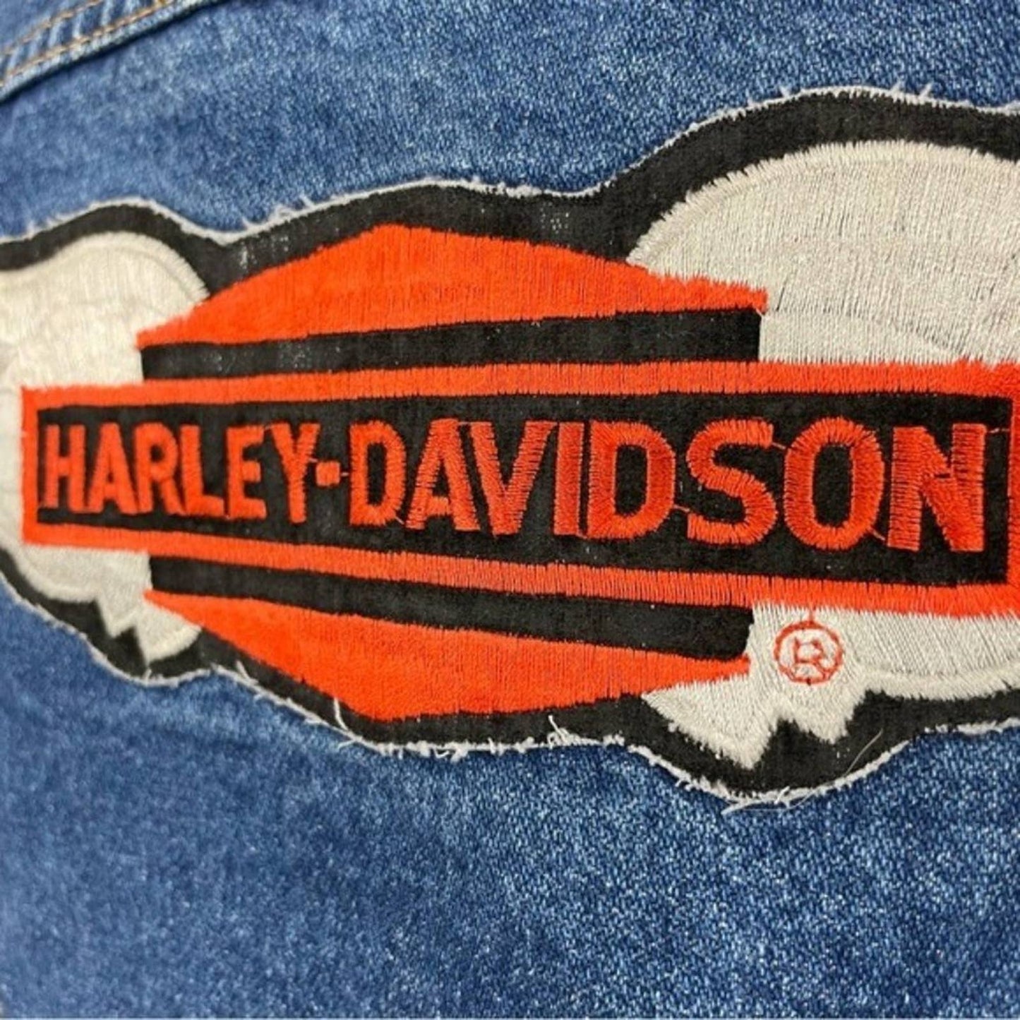 Vintage Harley-Davidson Saddle King 70s DIY Homemade Trucker Jean Jacket Size 48 Reg