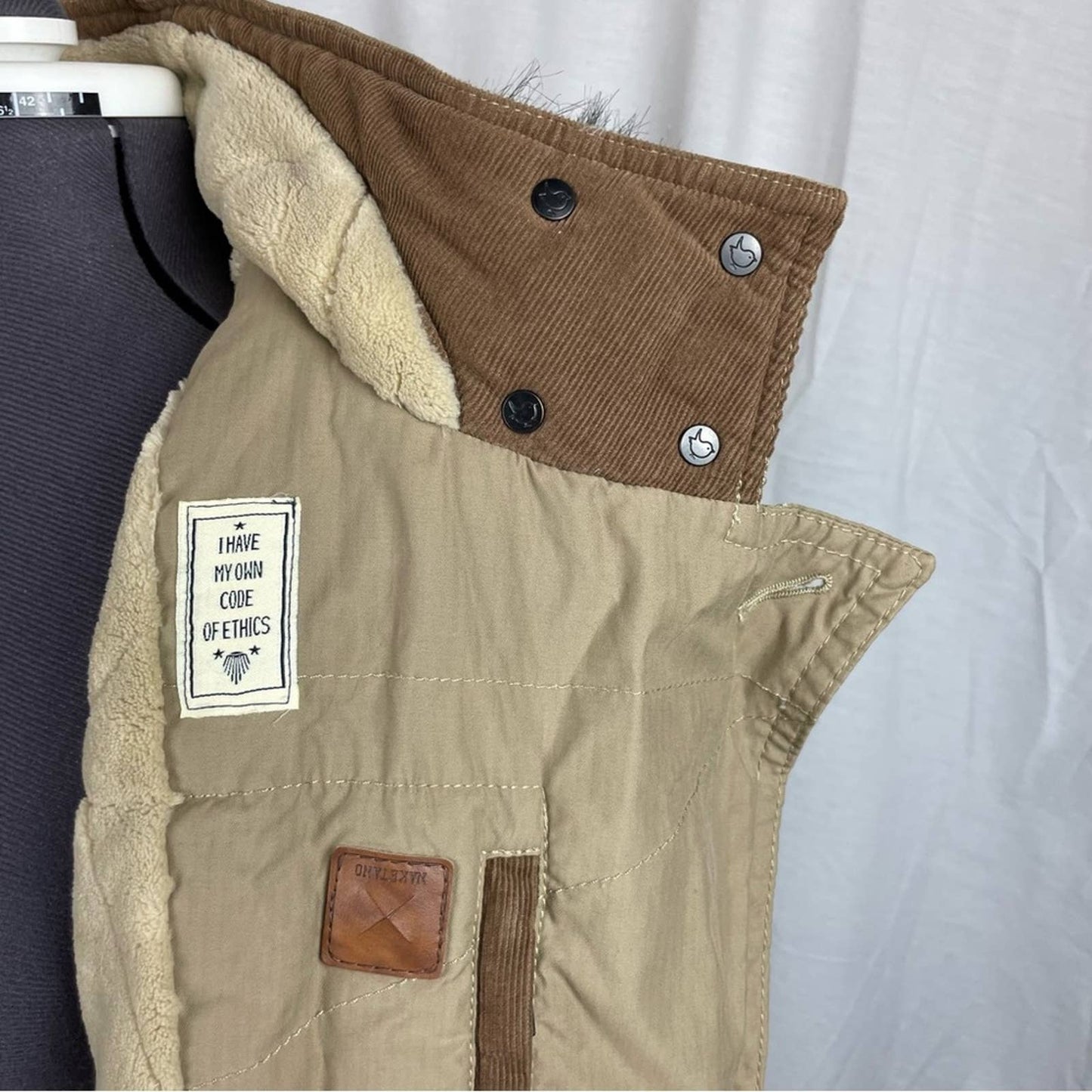 Naketano Camel Parka Sand Tan Long Plush Lined Heavy Faux Fur Hood Winter Coat Size S