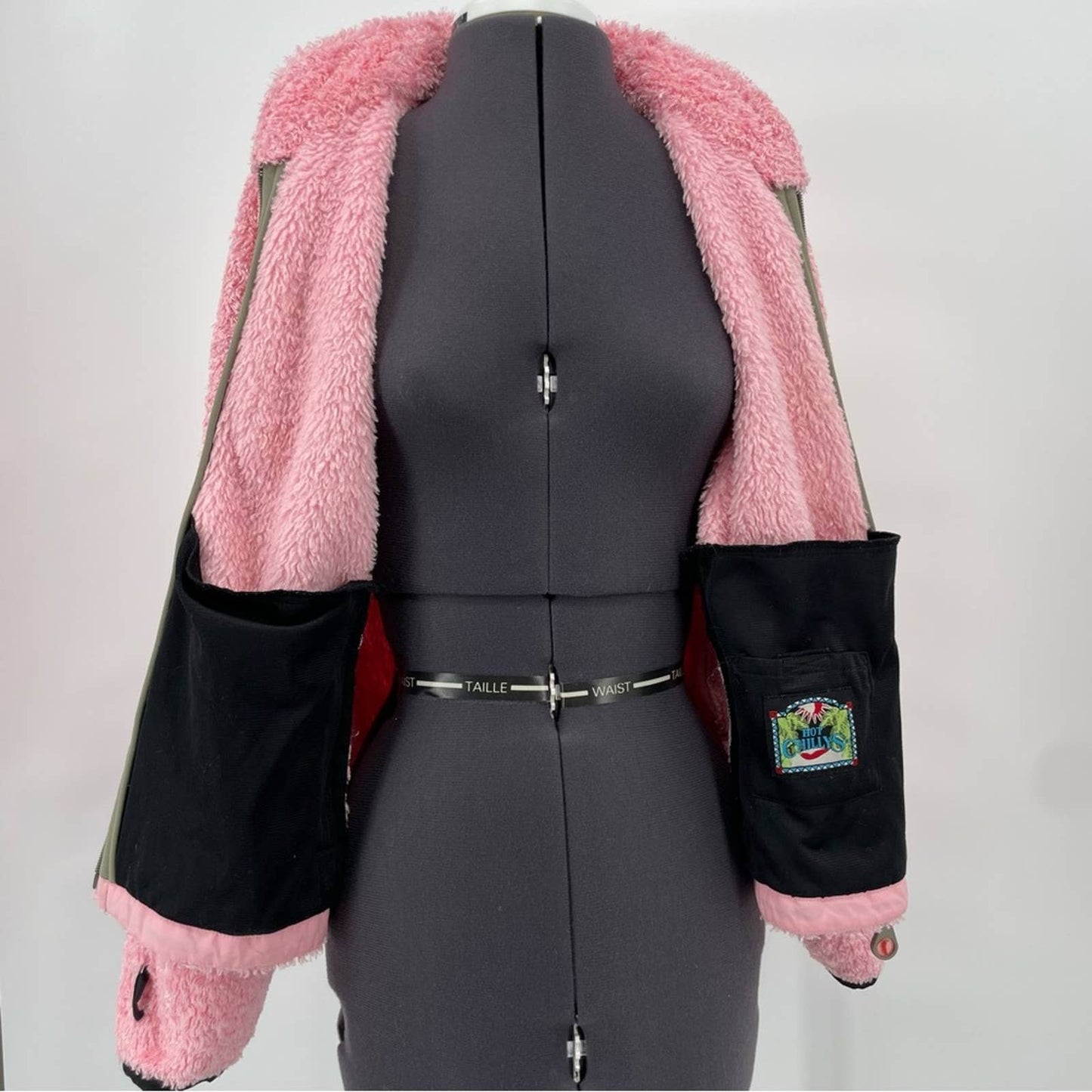 Hot Chillys Pink Shaggy Fuzzy Sherpa Fleece Jacket Shooter Series Zip In Layer Size M