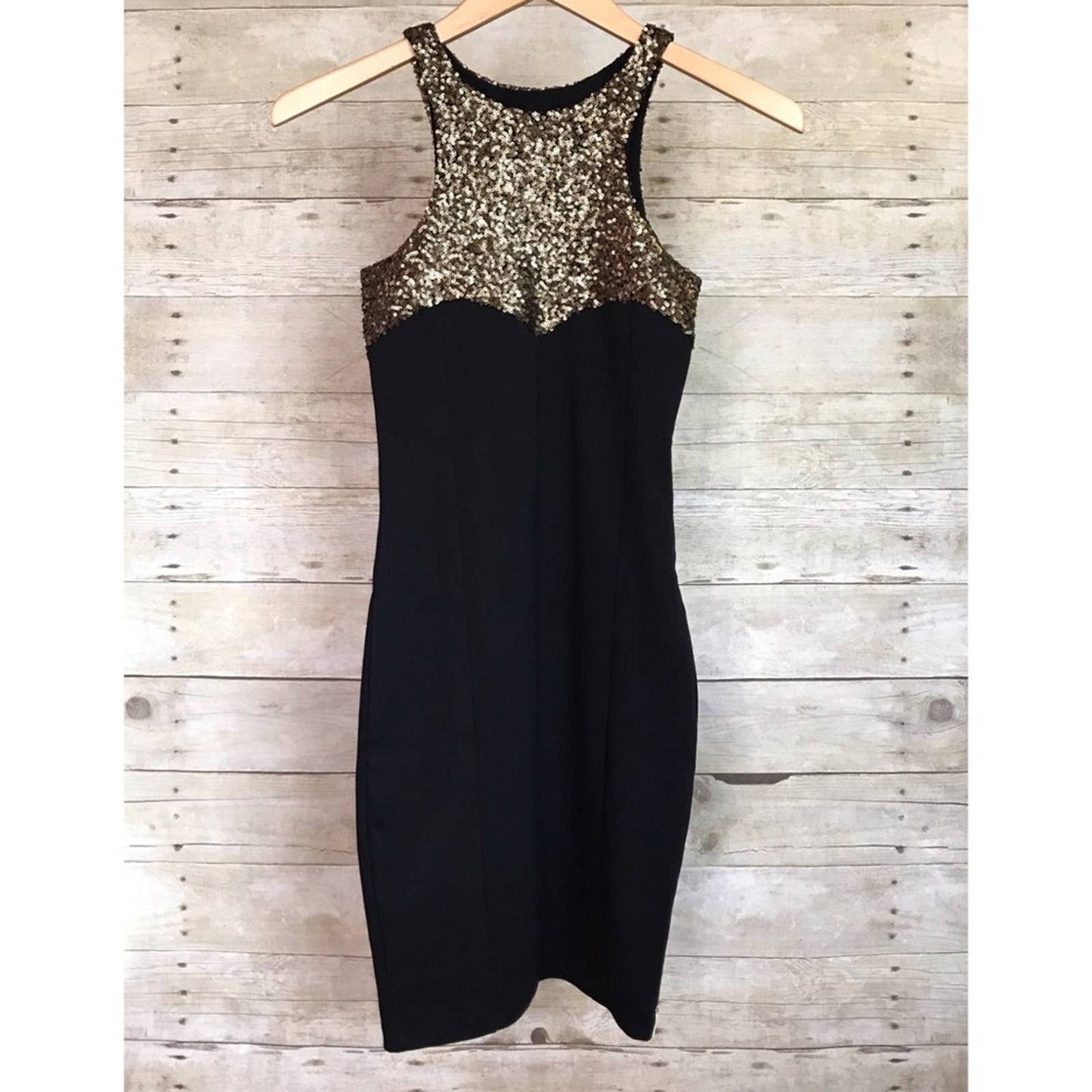 NWT OneTeaspoon Stoned Black Gold Sequin Bodycon Party NYE Holiday Dress Size XXS