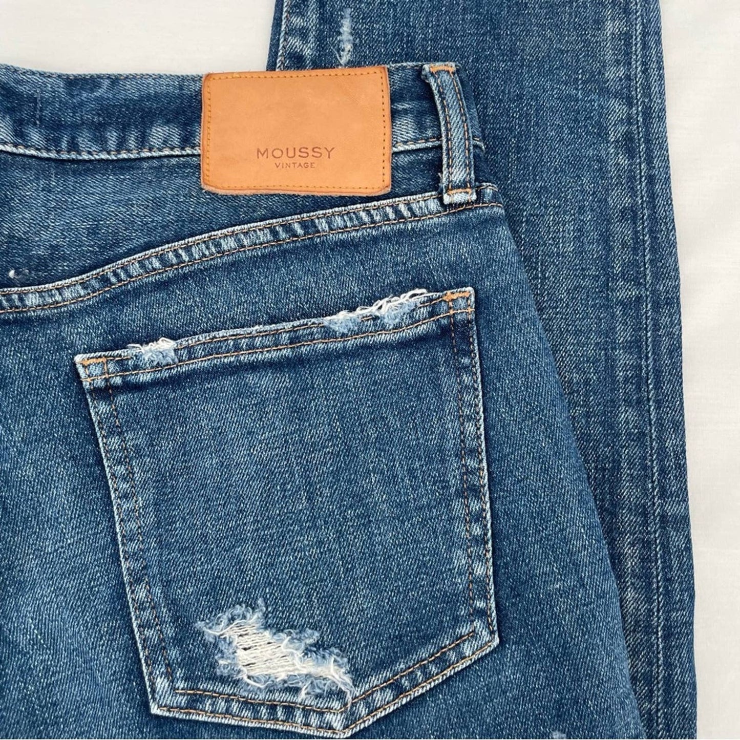 Moussy Glendele Skinny Jeans in Blue 29 Distressed Raw Chewed Hem Style 025DAC12-2111 Size 29