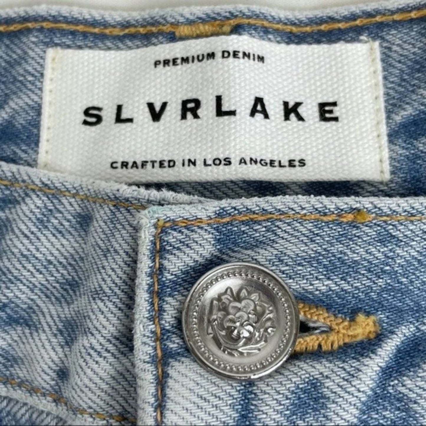 SLVRLAKE Farrah Short Time Worn Wash Light Blue Cutoff High Rise Jean Shorts Size 30