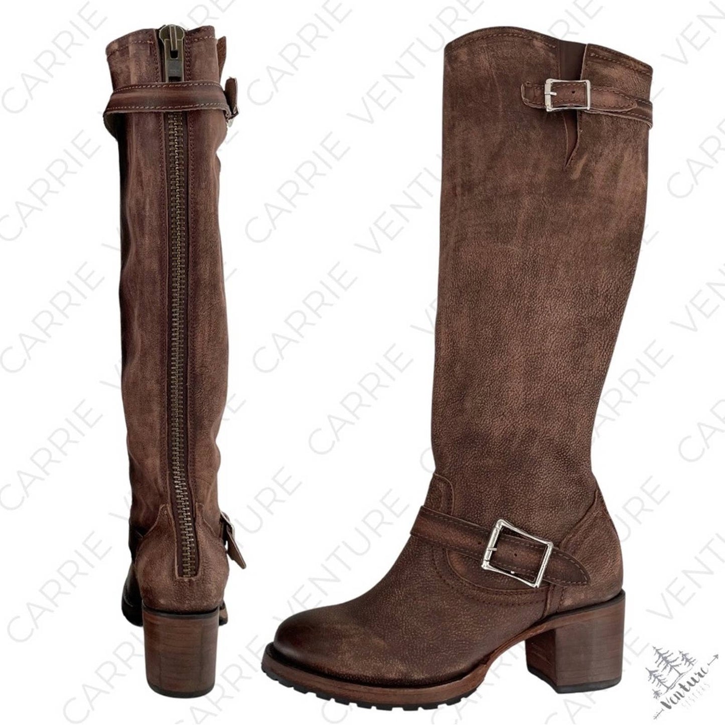 Freebird by Steven Cody Brown Distressed Leather Slouchy Engineer Pirate Boot Size 7