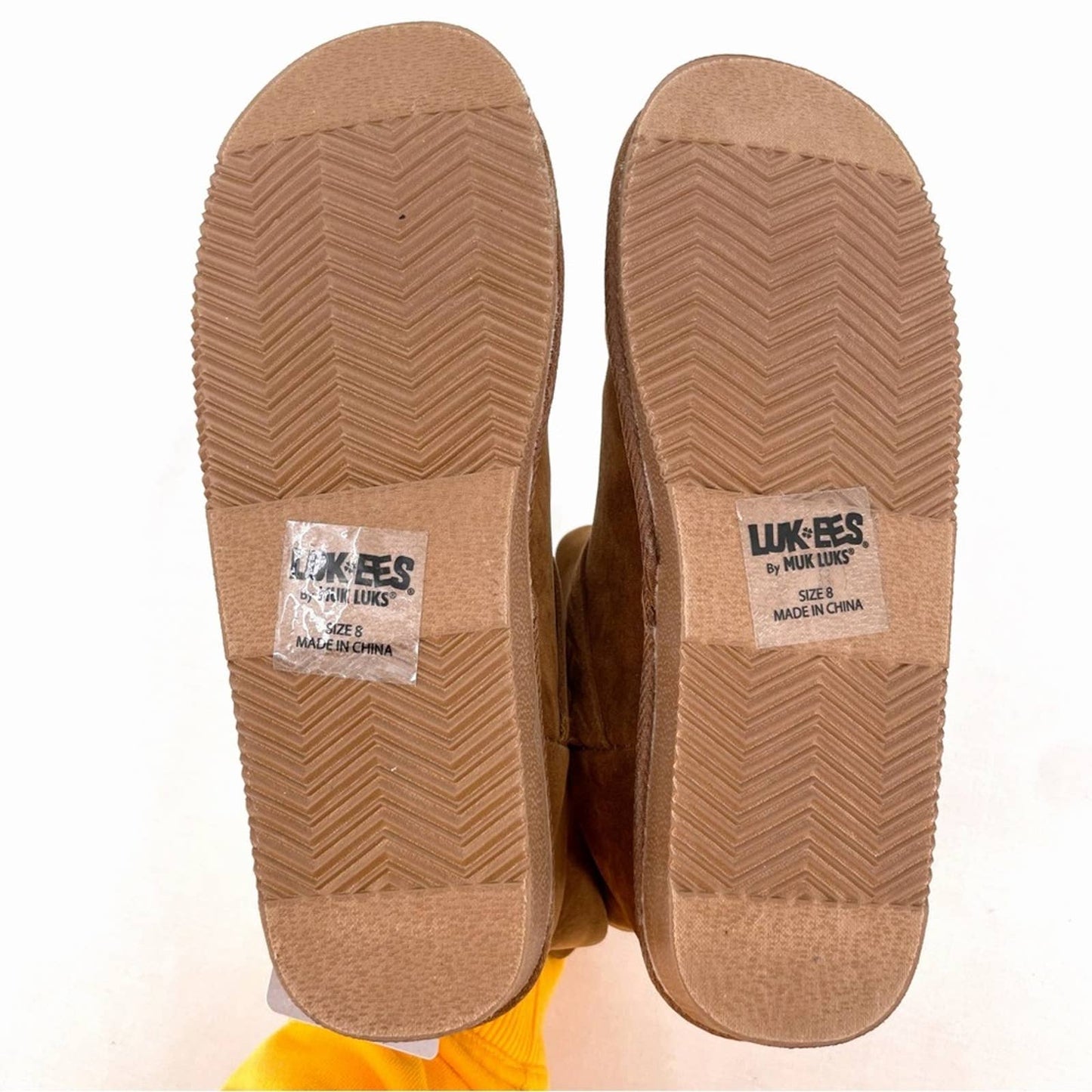 NWT Lukees by Muk Luks Harleen Low Ankle Booties Camel Tan Faux Suede Slippers Size 8