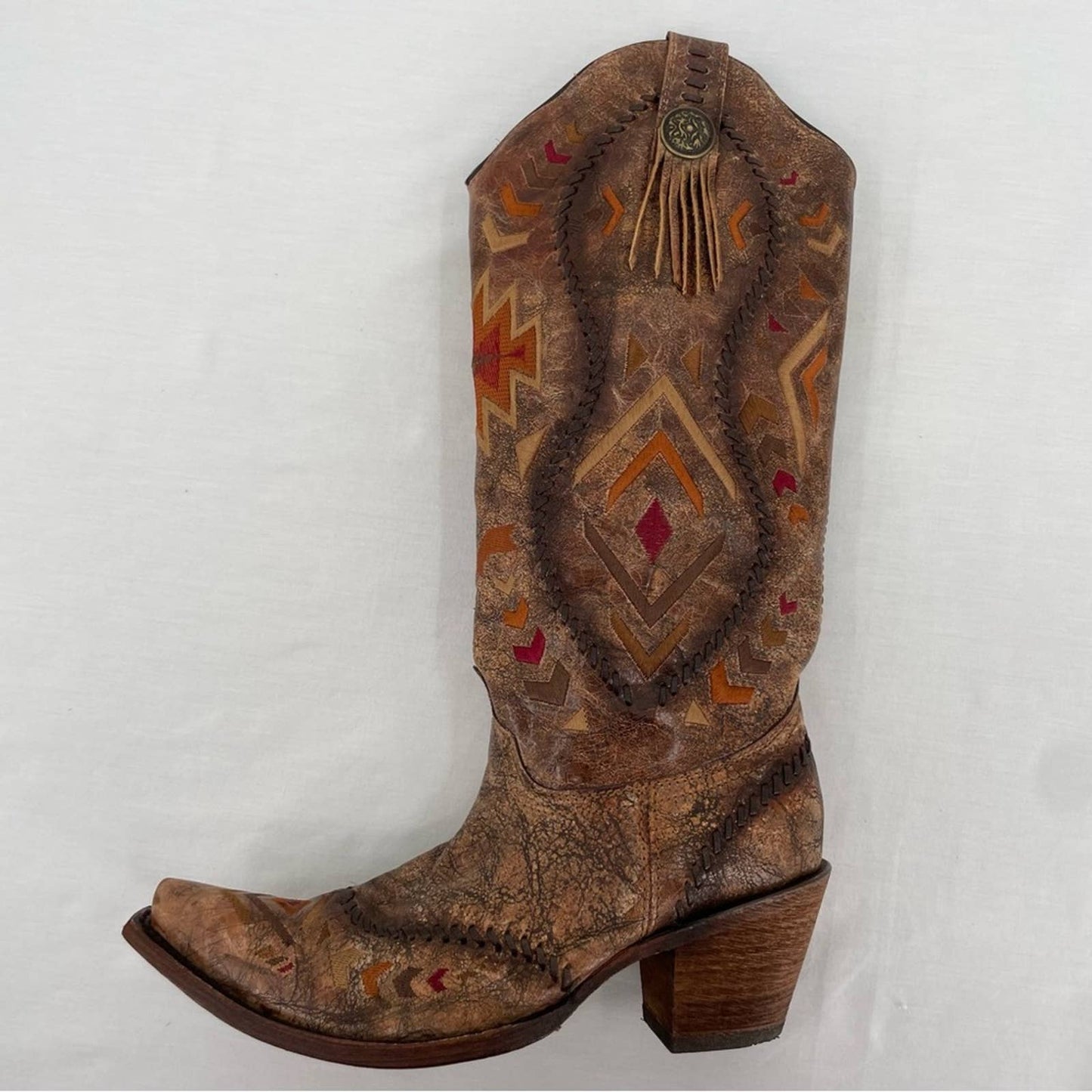 Corral Cowboy Boots Cowgirl Western Southwest Style Embroidered Leather C2872 Size 8