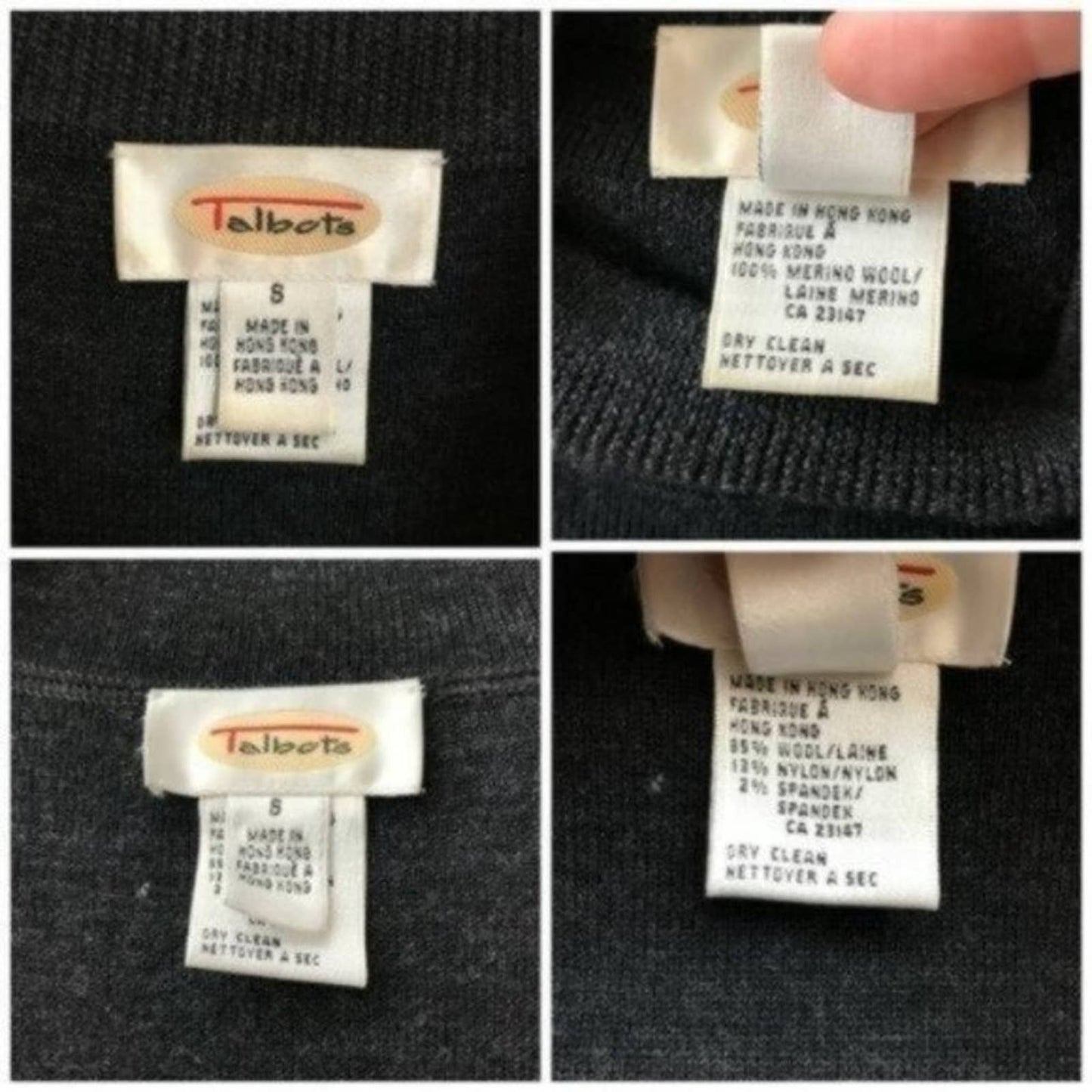 Vintage Talbots Merino Wool Sweater Dress & Matching Jacket Suit Set Gray Black Size S