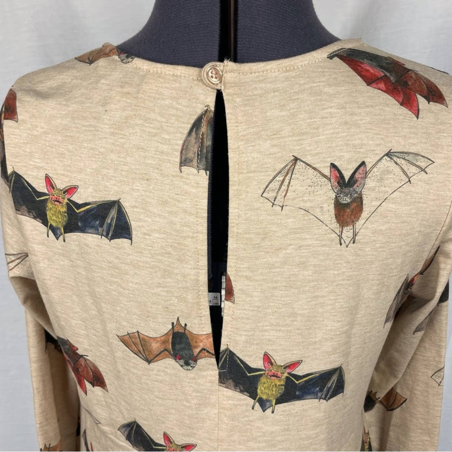 ModCloth Pepaloves Bat’ll Do Mini Bat Print Dress Long Sleeve Halloween Witch Size XS
