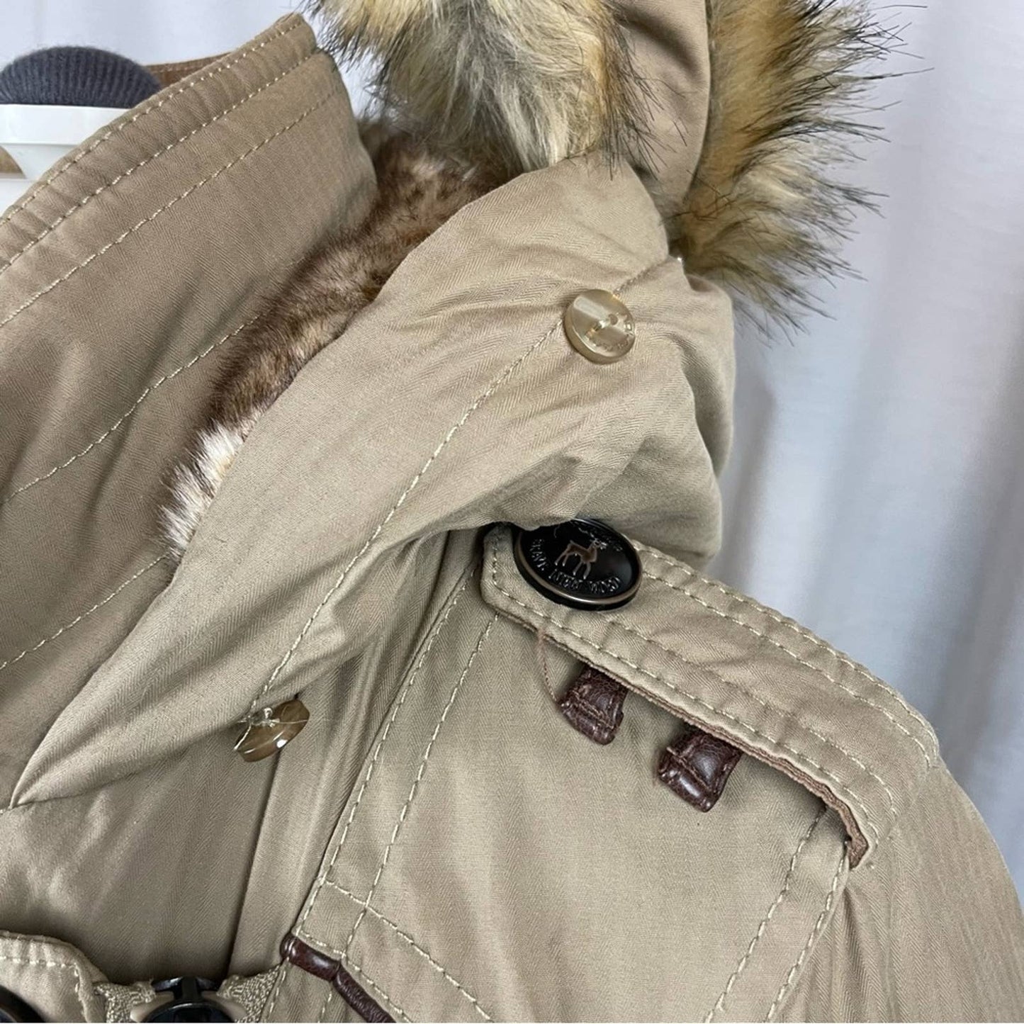 Naketano Camel Parka Sand Tan Long Plush Lined Heavy Faux Fur Hood Winter Coat Size S