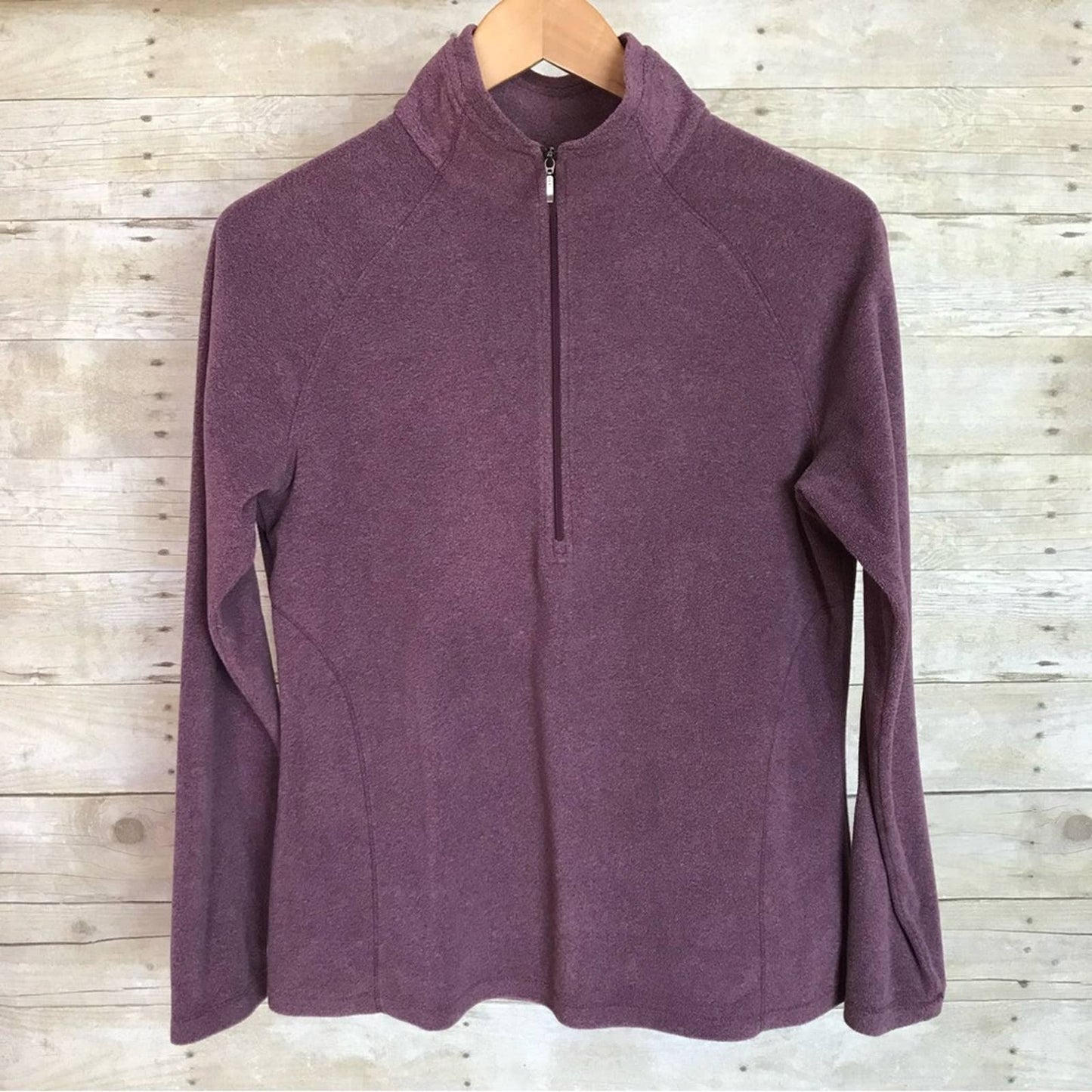 White Sierra Fleece Pullover 1/2 Zip Cozy Purple Soft Jacket Outdoor Layer Size M
