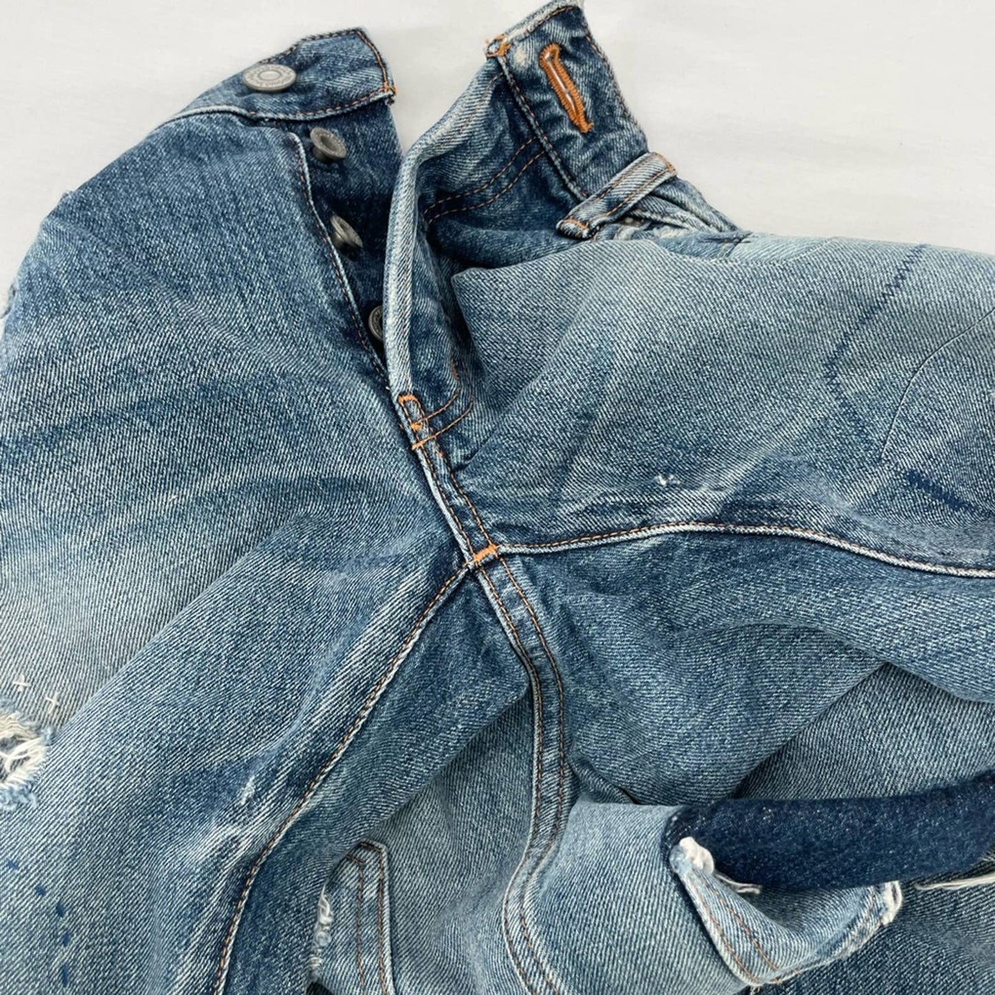 Moussy Premium Distressed Embroidered Patch Blue Jeans 27 Style 0108AC11-5960-1 Size 27
