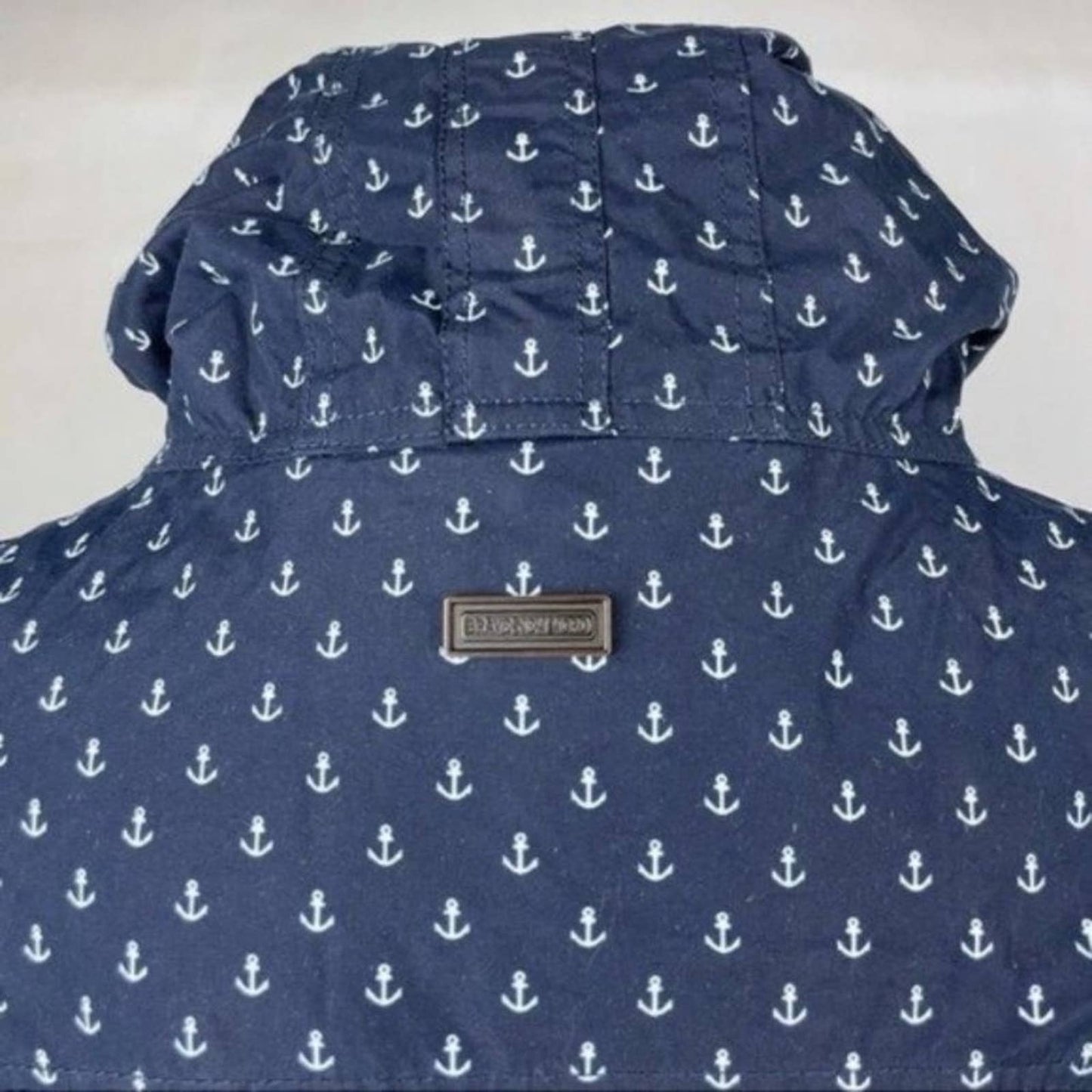 Naketano Navy Blue White Anchor Print Parka Jacket Herr Schlapp Von Schwanz Size S