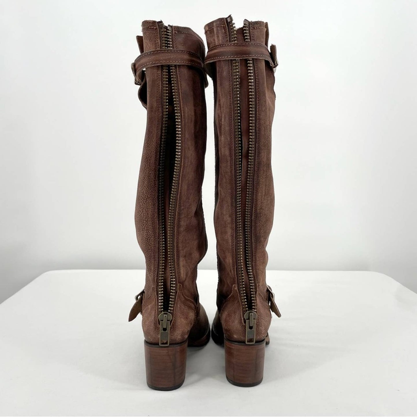 Freebird by Steven Cody Brown Distressed Leather Slouchy Engineer Pirate Boot Size 7