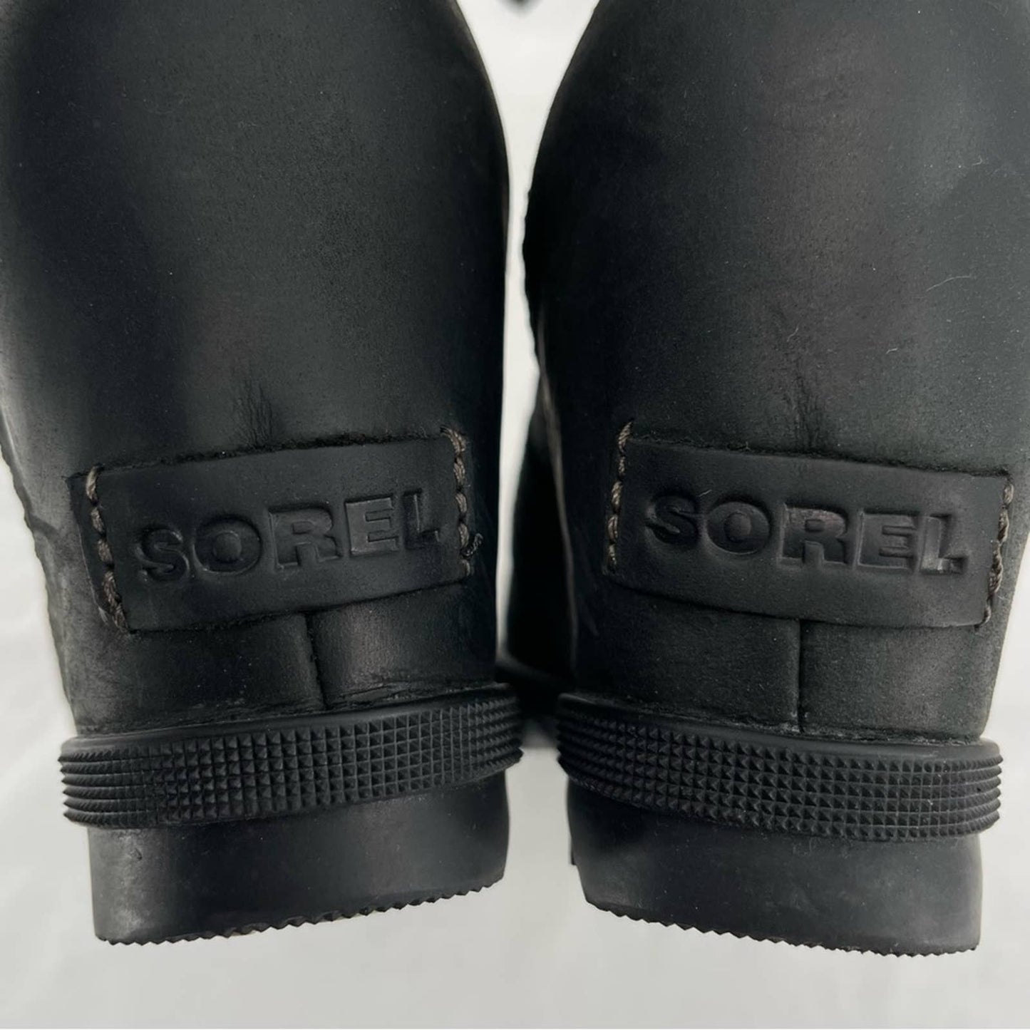Sorel Womens Lexie Wedge Boot Black Leather Waterproof Canvas Winter Booties Size 8.5