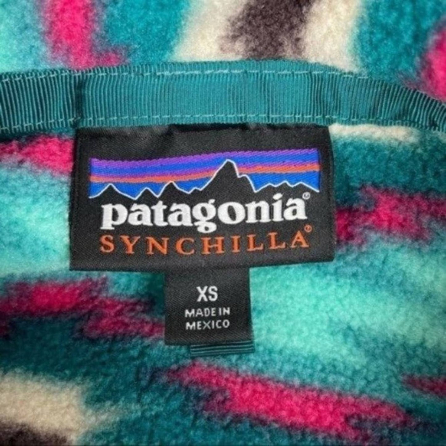Patagonia Synchilla Wild Desert Beryl Green Fleece Geometric Southwestern Jacket Size XS