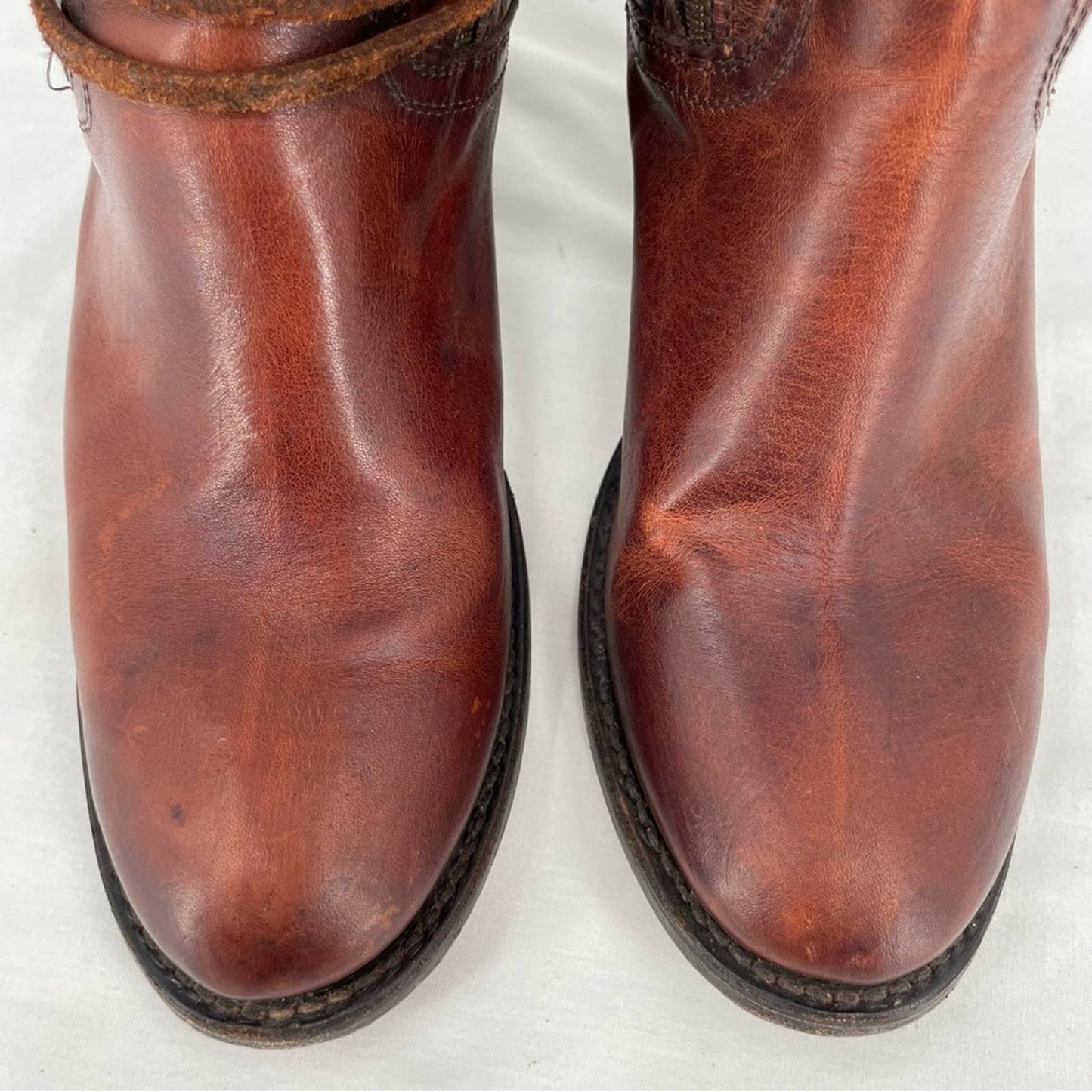 Freebird by Steven Coal Cognac Brown Red Lace Back Tall Heeled Leather Boots Size 9