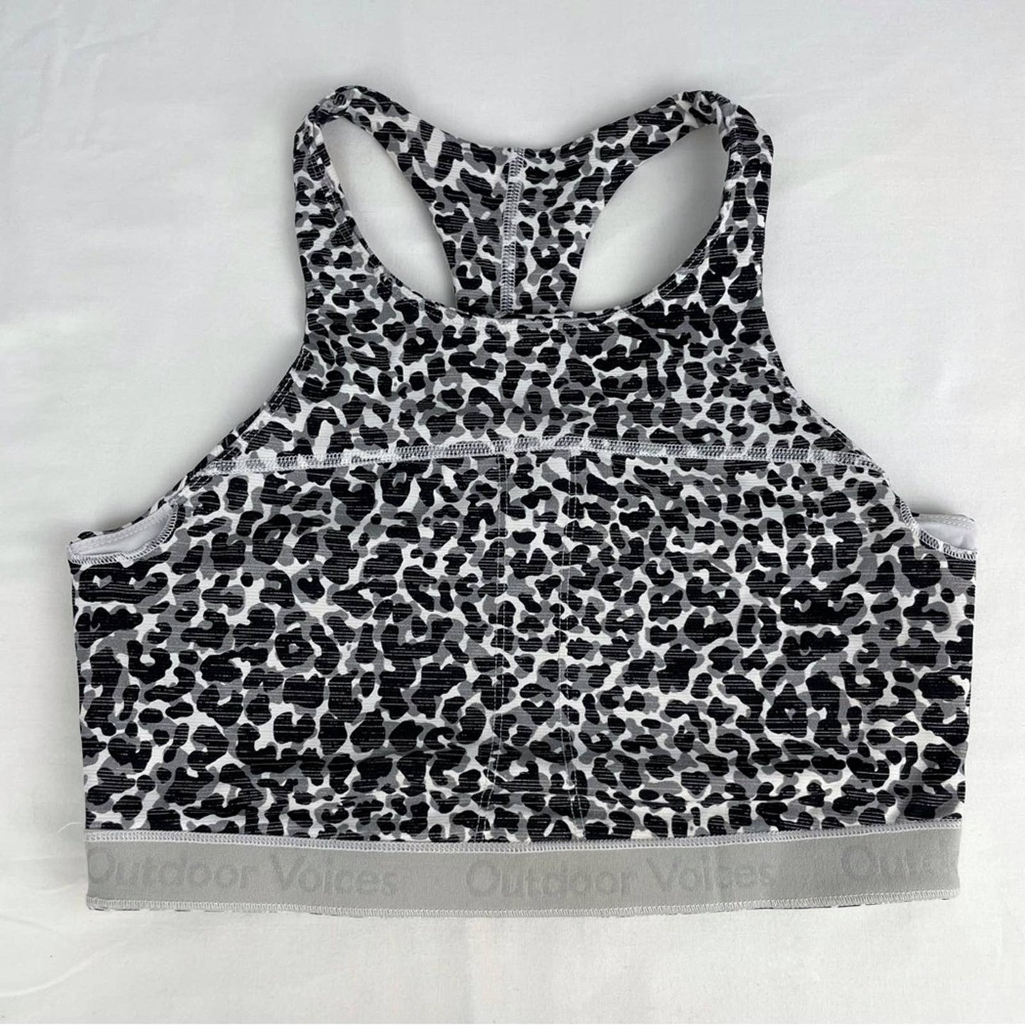 Outdoor Voices Move Free Crop Top Snow Leopard Animal Print Sports Bra Tank Top Size M