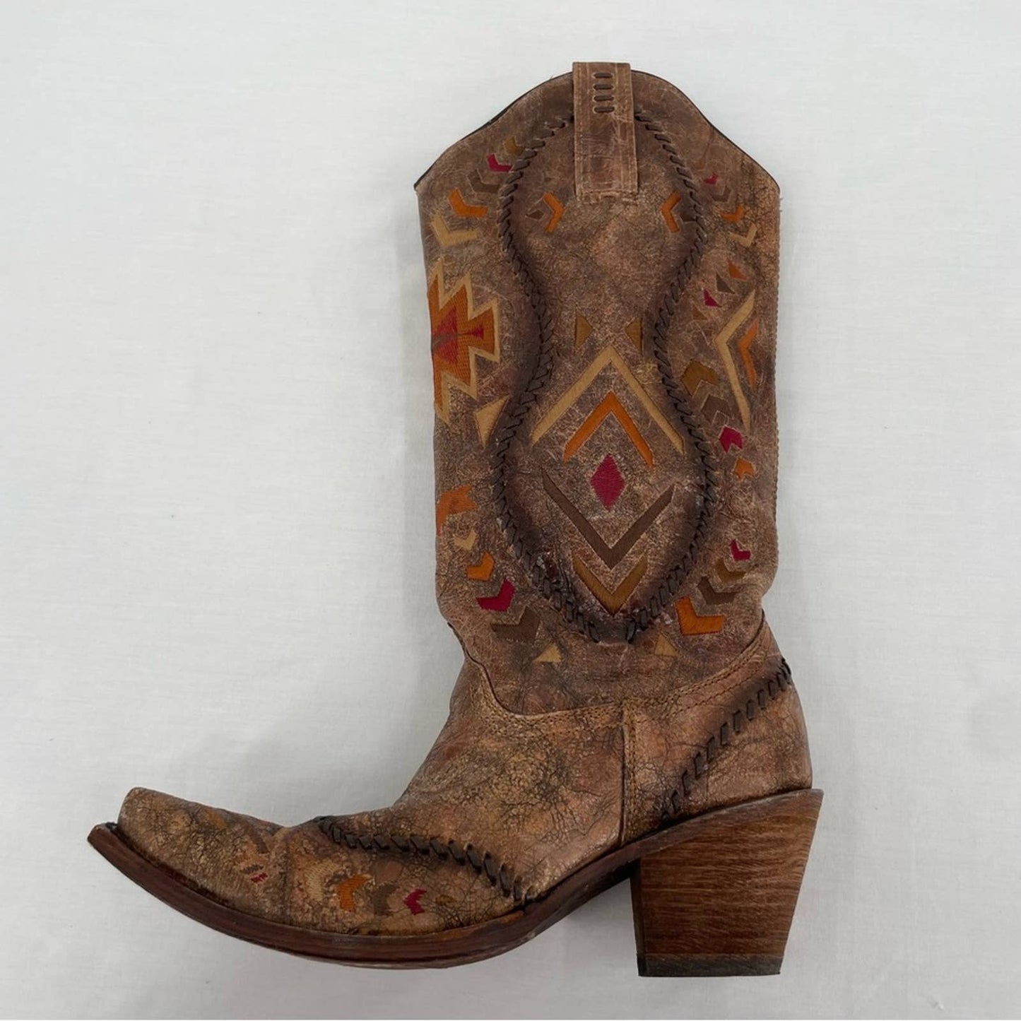 Corral Cowboy Boots Cowgirl Western Southwest Style Embroidered Leather C2872 Size 8