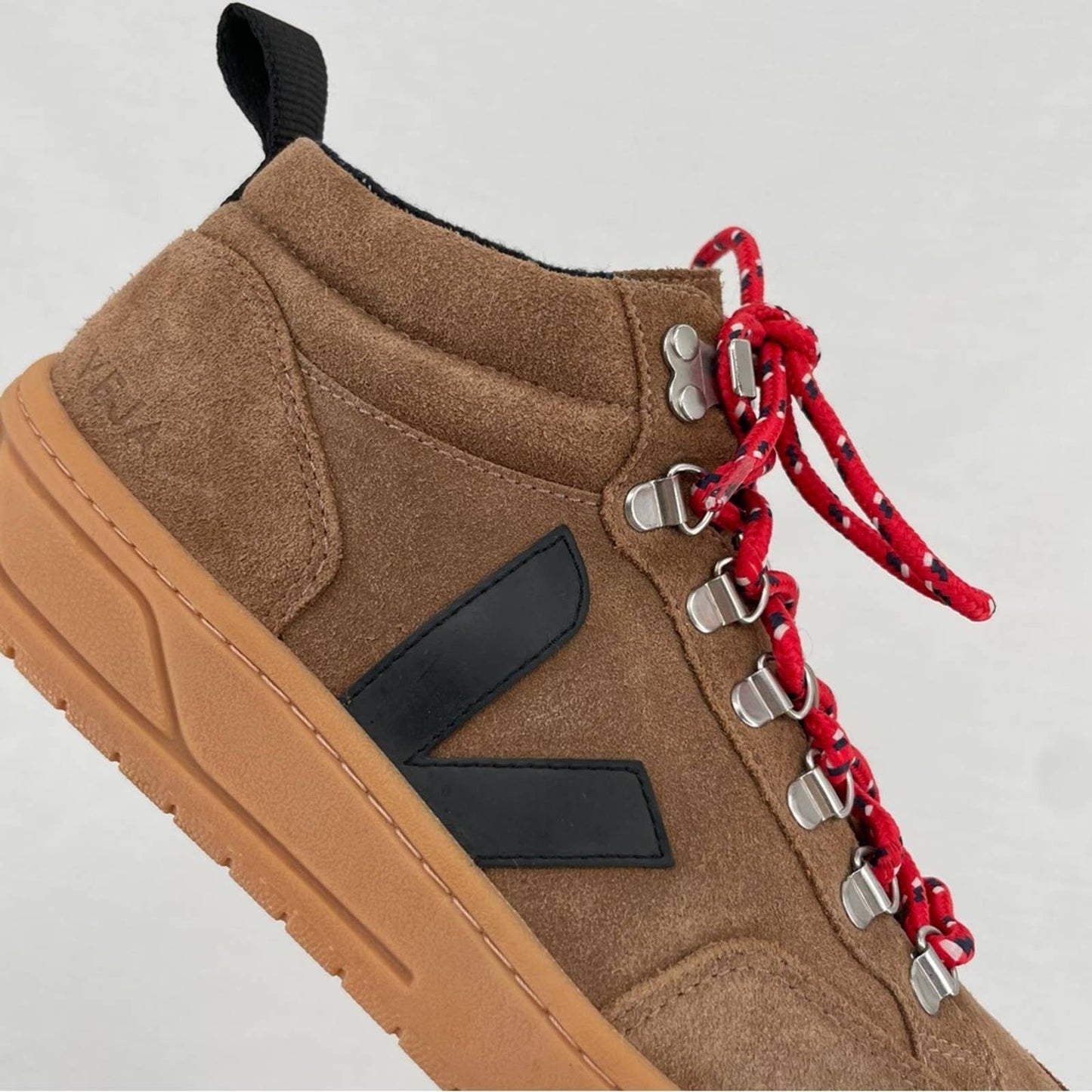 Veja Roraima Brown Black Gum Suede Leather Flannel Lined Lace Up Boot Sneakers Size 9