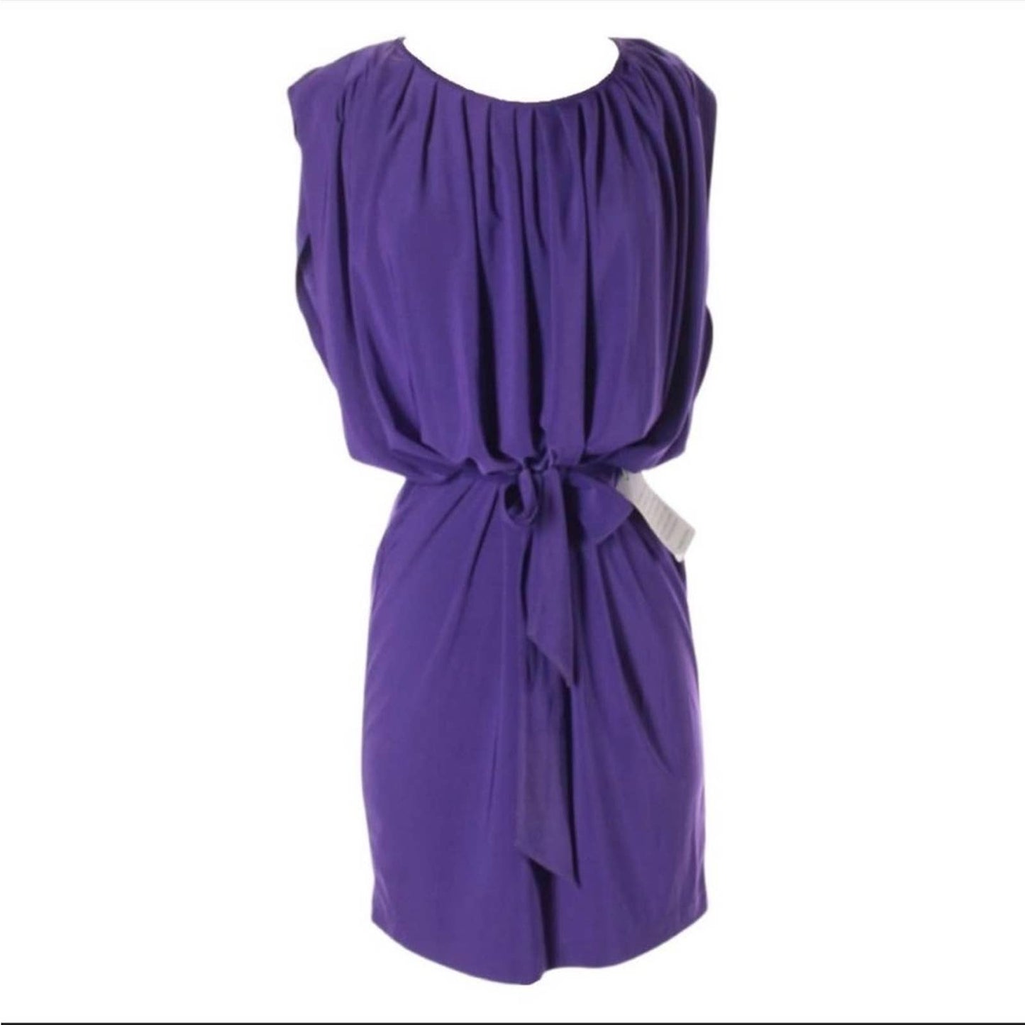 NWT Alex & Ava by Komarov Cocktail Party Dress Purple Draped Style Tie Waist Size S
