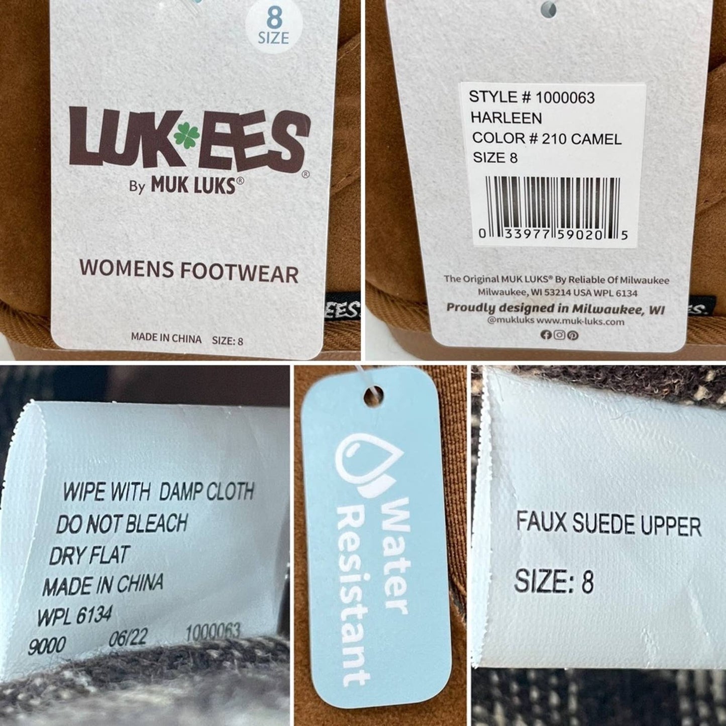 NWT Lukees by Muk Luks Harleen Low Ankle Booties Camel Tan Faux Suede Slippers Size 8