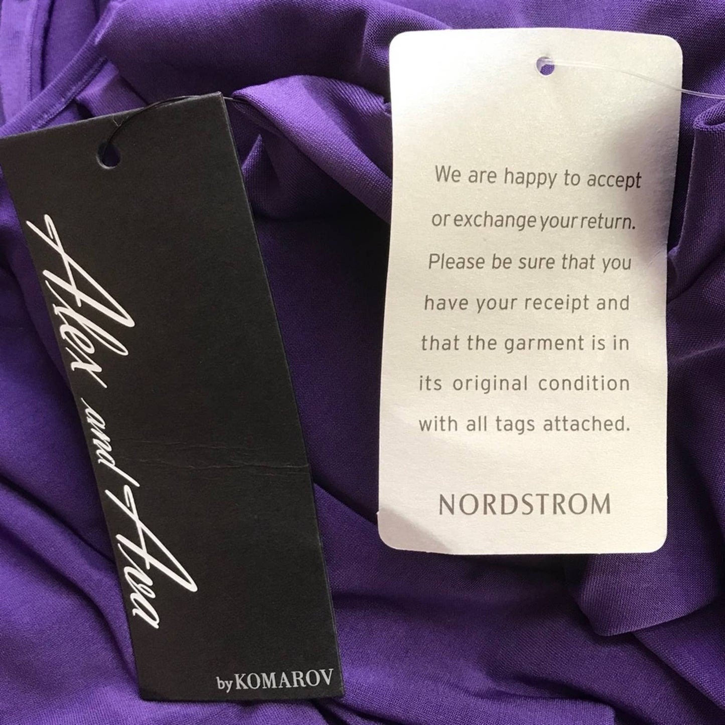 NWT Alex & Ava by Komarov Cocktail Party Dress Purple Draped Style Tie Waist Size S