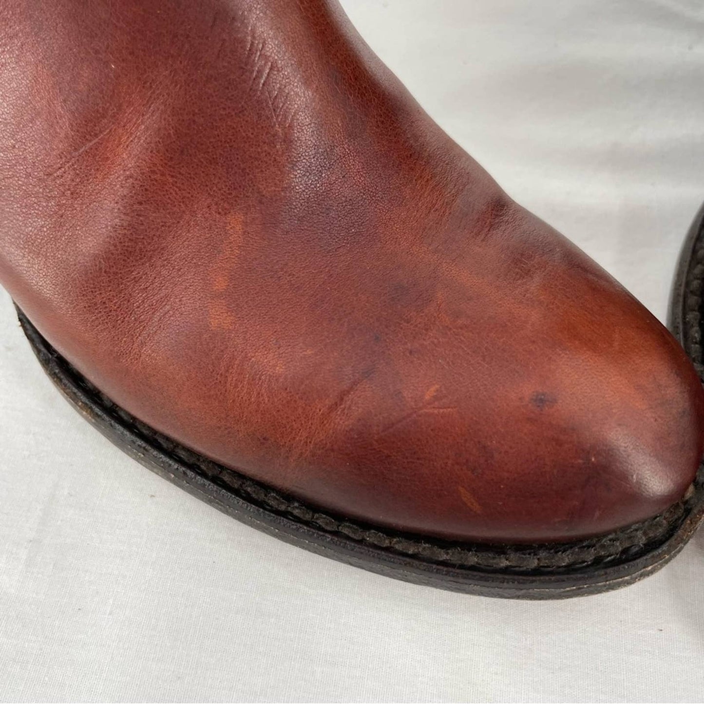 Freebird by Steven Coal Cognac Brown Red Lace Back Tall Heeled Leather Boots Size 9