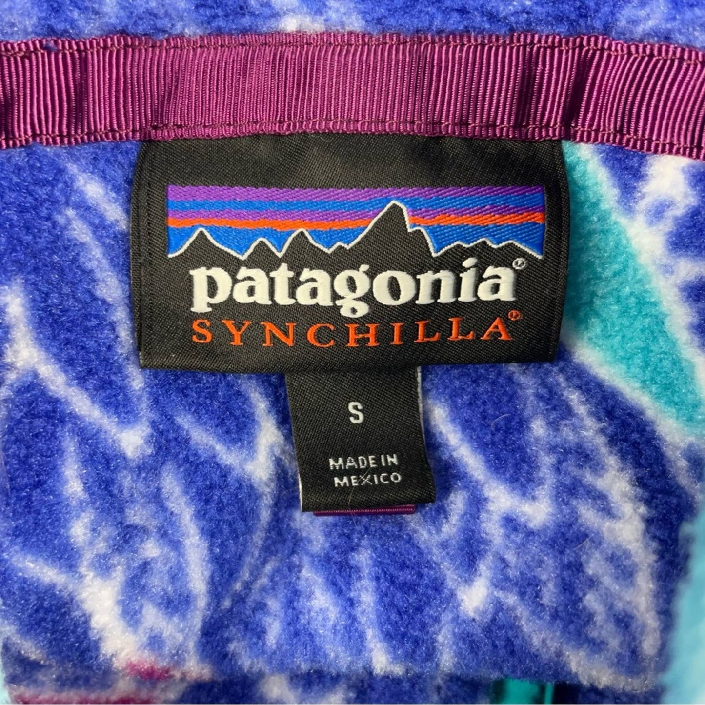 Patagonia Synchilla Moon Owl Harvest Blue Moon Pullover Snap-T Fleece Jacket Size S
