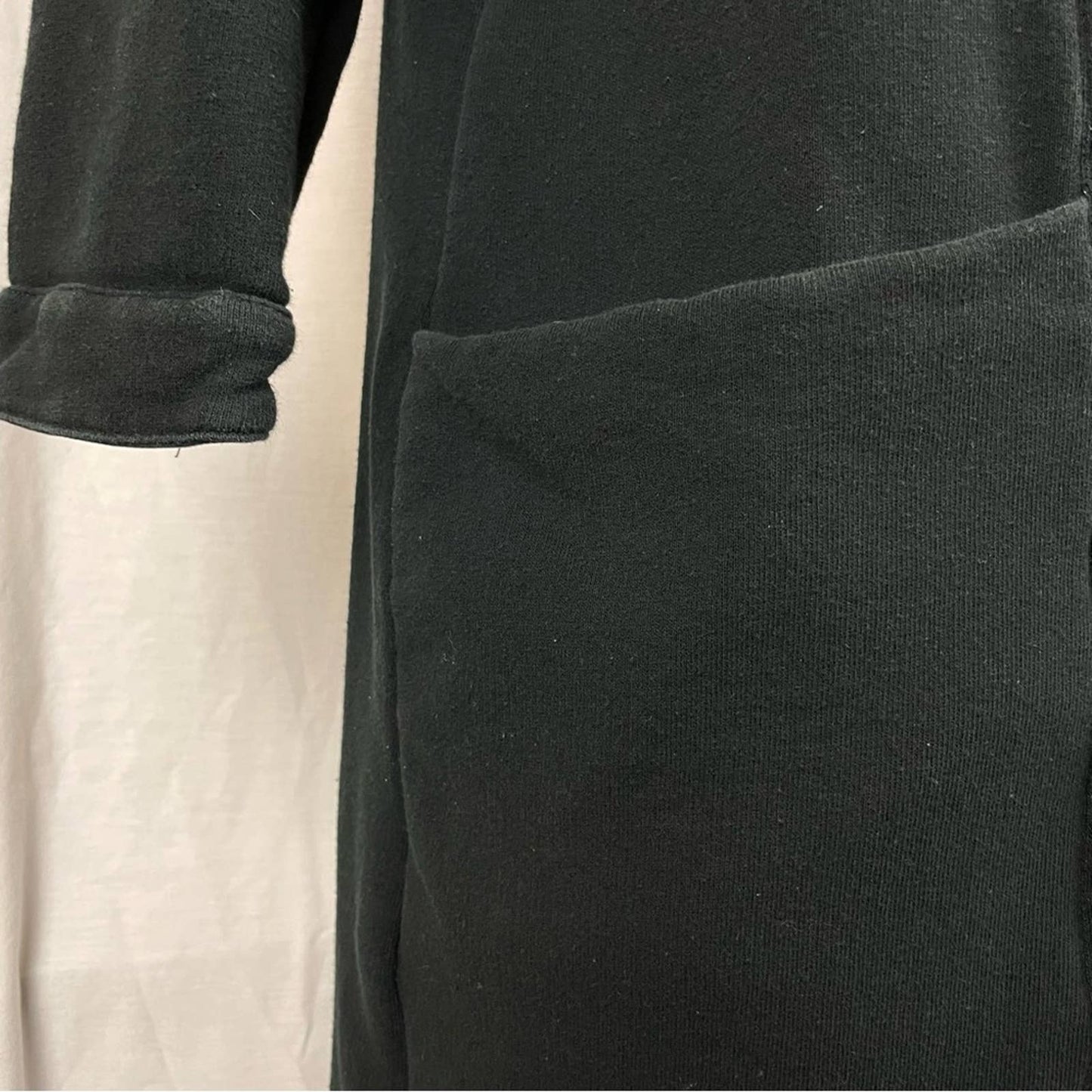 Esby Ramona Duster Style Long Black Knit Cotton Cardigan Minimalist Jacket Size S