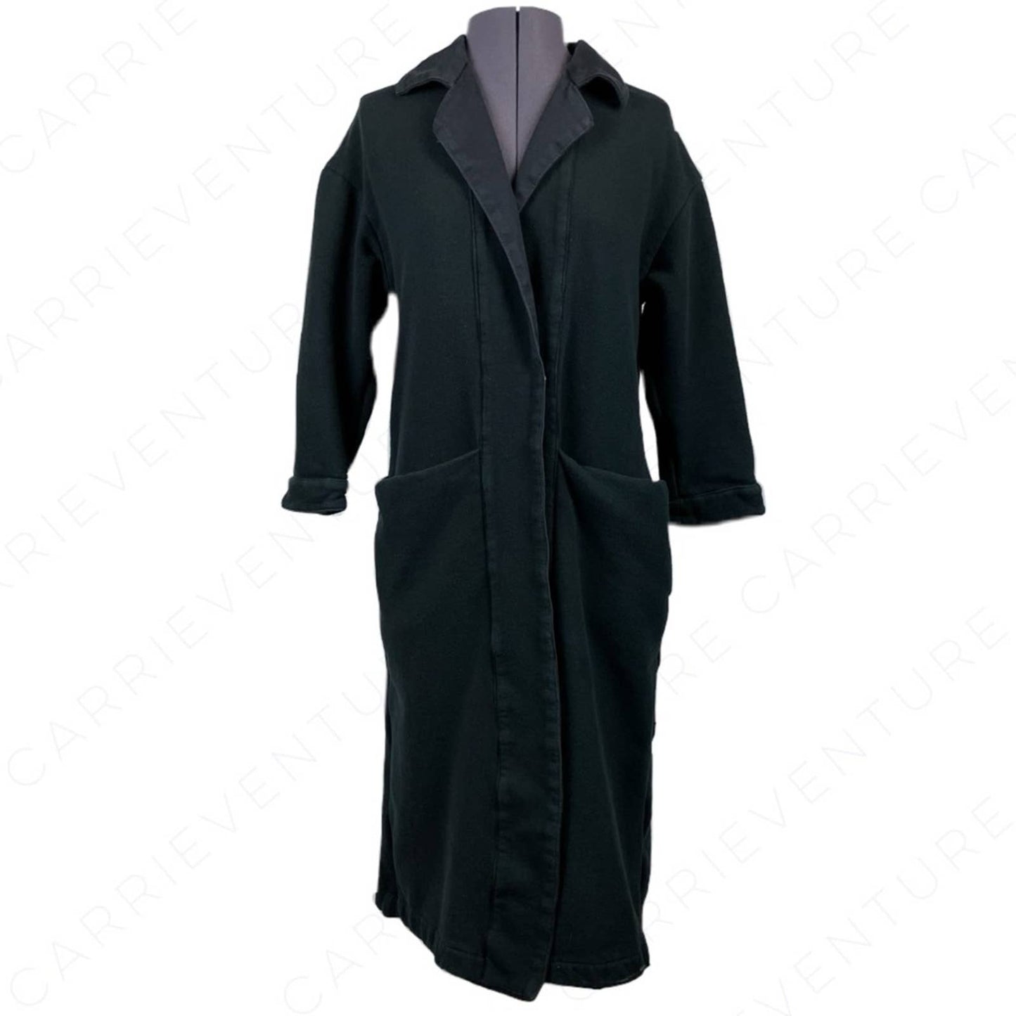 Esby Ramona Duster Style Long Black Knit Cotton Cardigan Minimalist Jacket Size S
