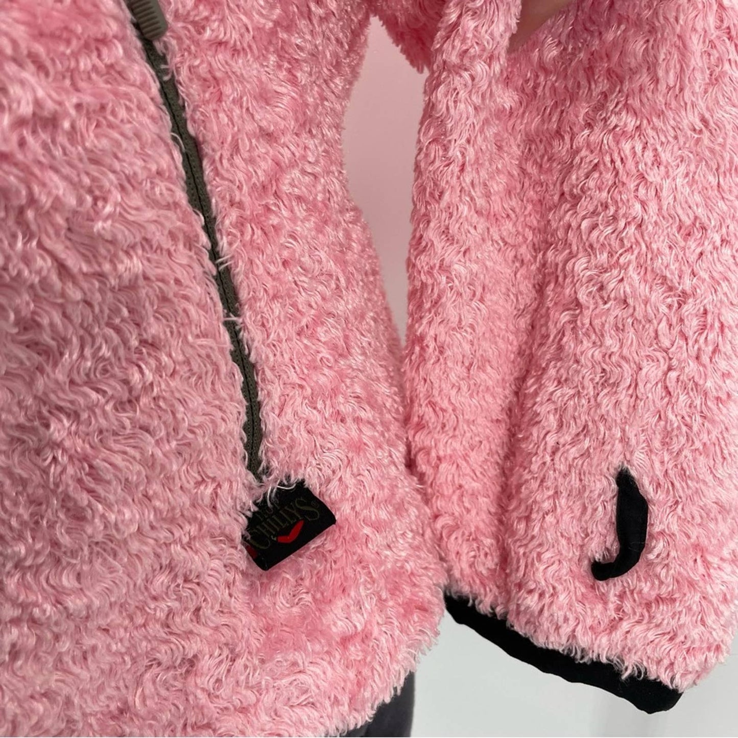 Hot Chillys Pink Shaggy Fuzzy Sherpa Fleece Jacket Shooter Series Zip In Layer Size M
