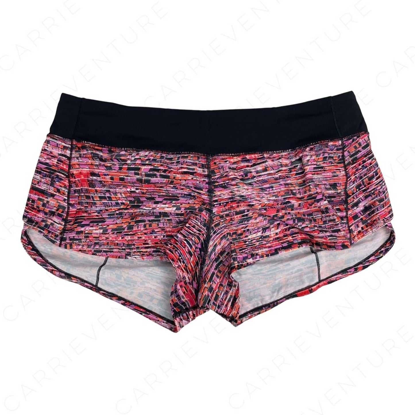 Lululemon Speed Up Short Flash Pleat Orange Multi Black Striped Running Shorts Size 10